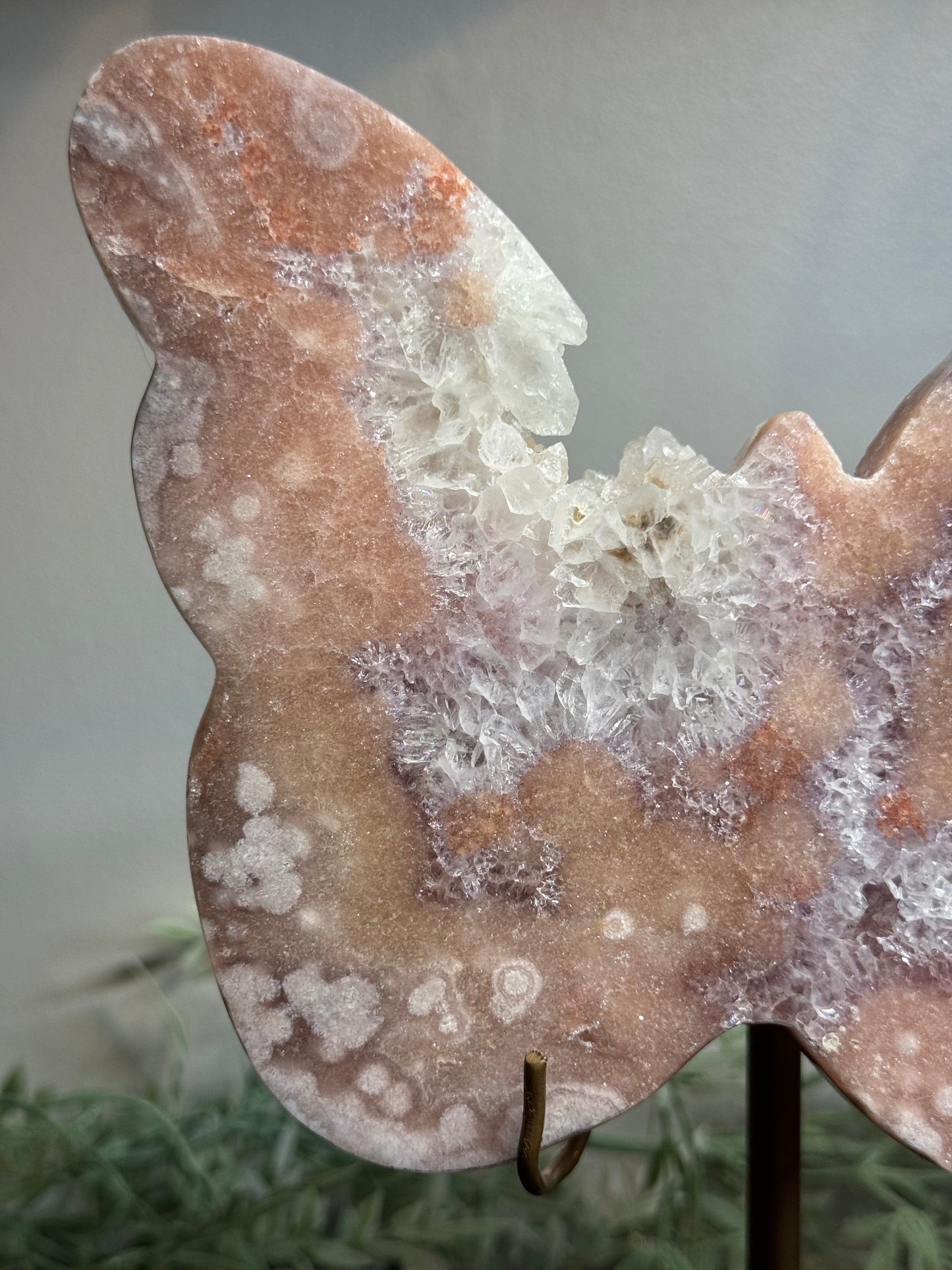 Pink amethyst butterfly with stand