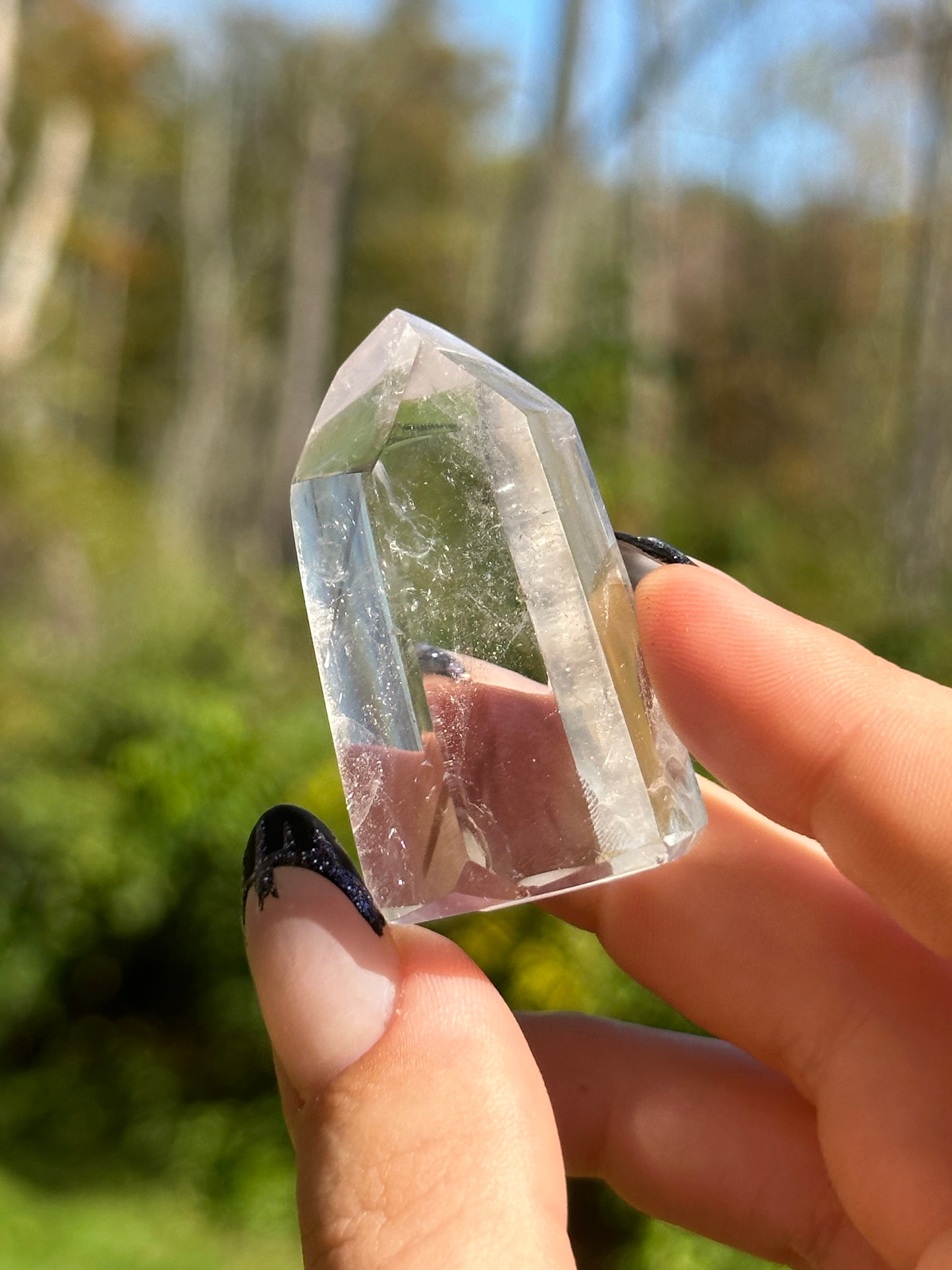 Clear Quartz point with phantoms