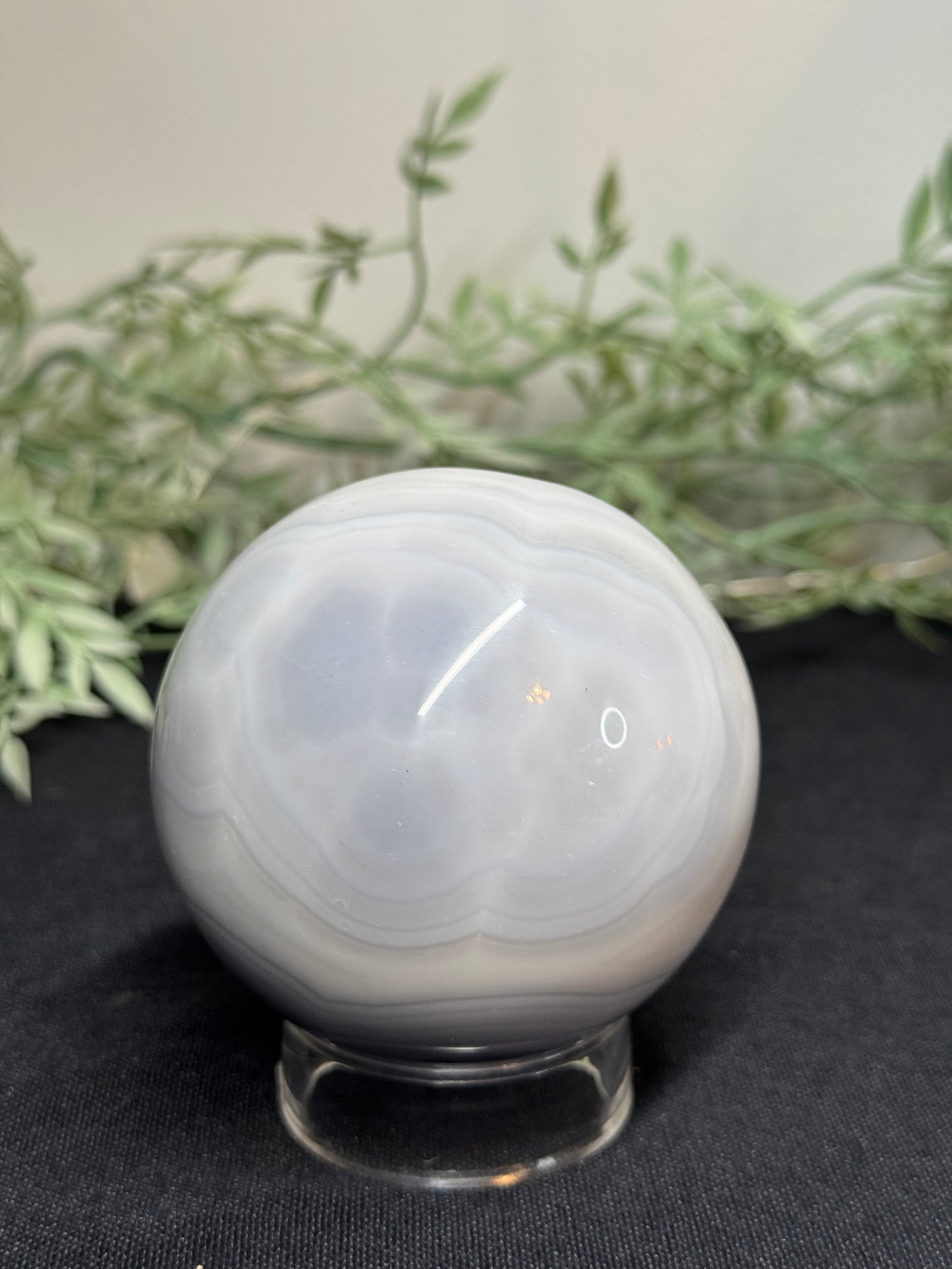 Agate sphere with moss agate