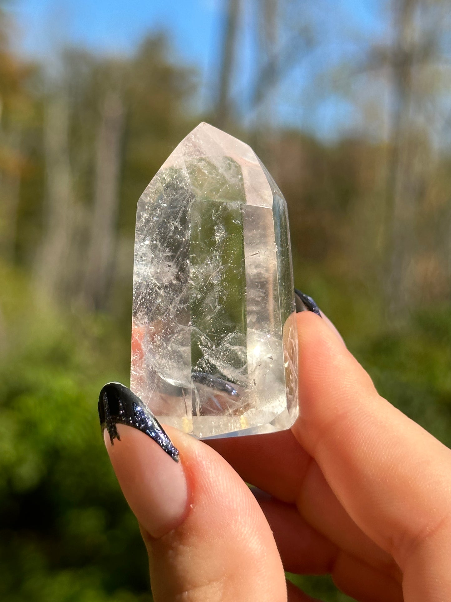 Clear Quartz point with phantoms