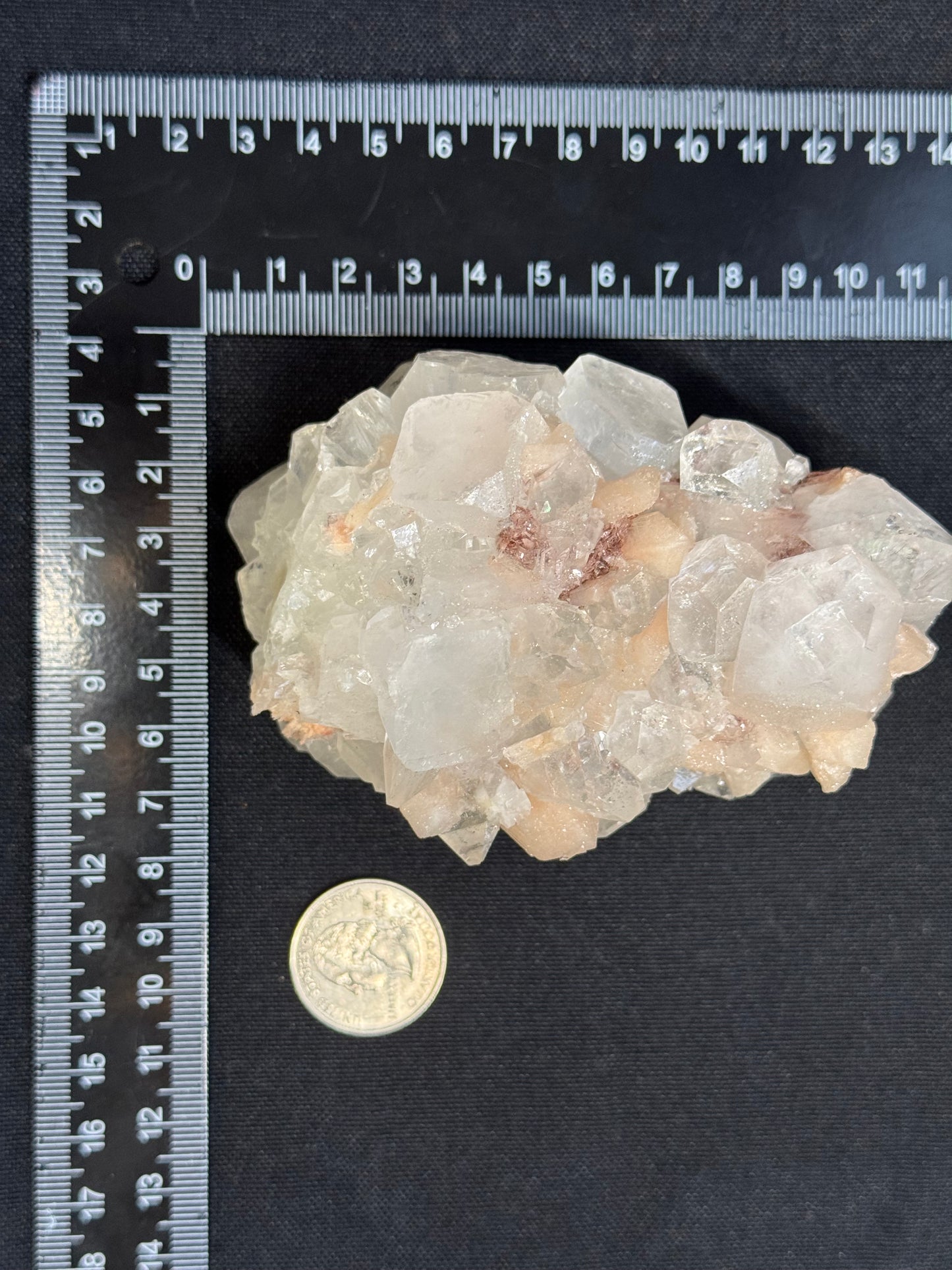 Sugary diamond Apophyllite with peach Stilbite - India