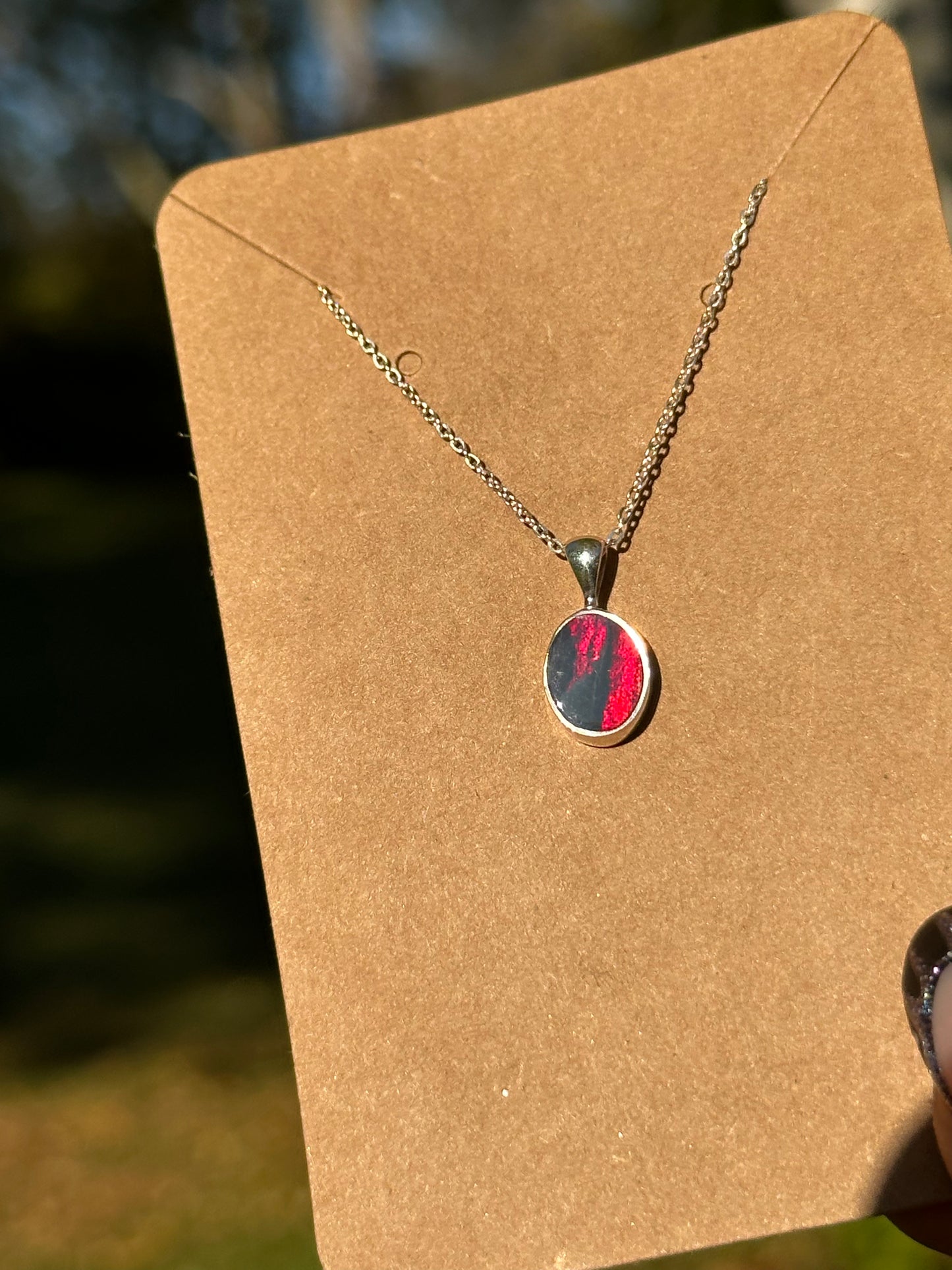 Australian Opal Necklace - Sterling Silver