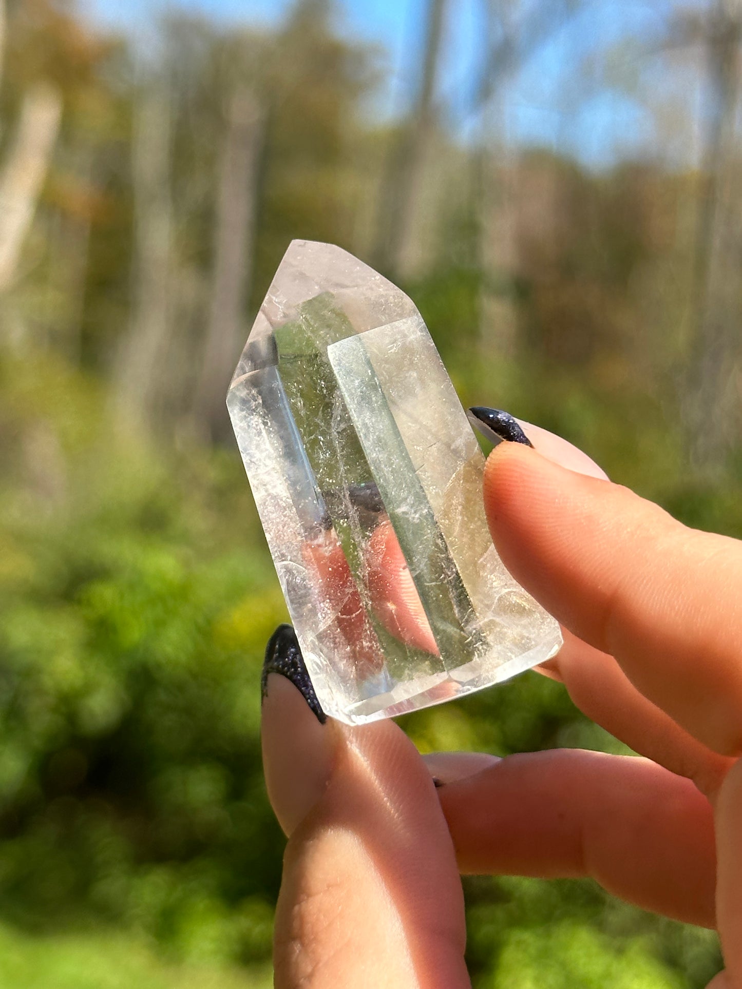 Clear Quartz point with phantoms