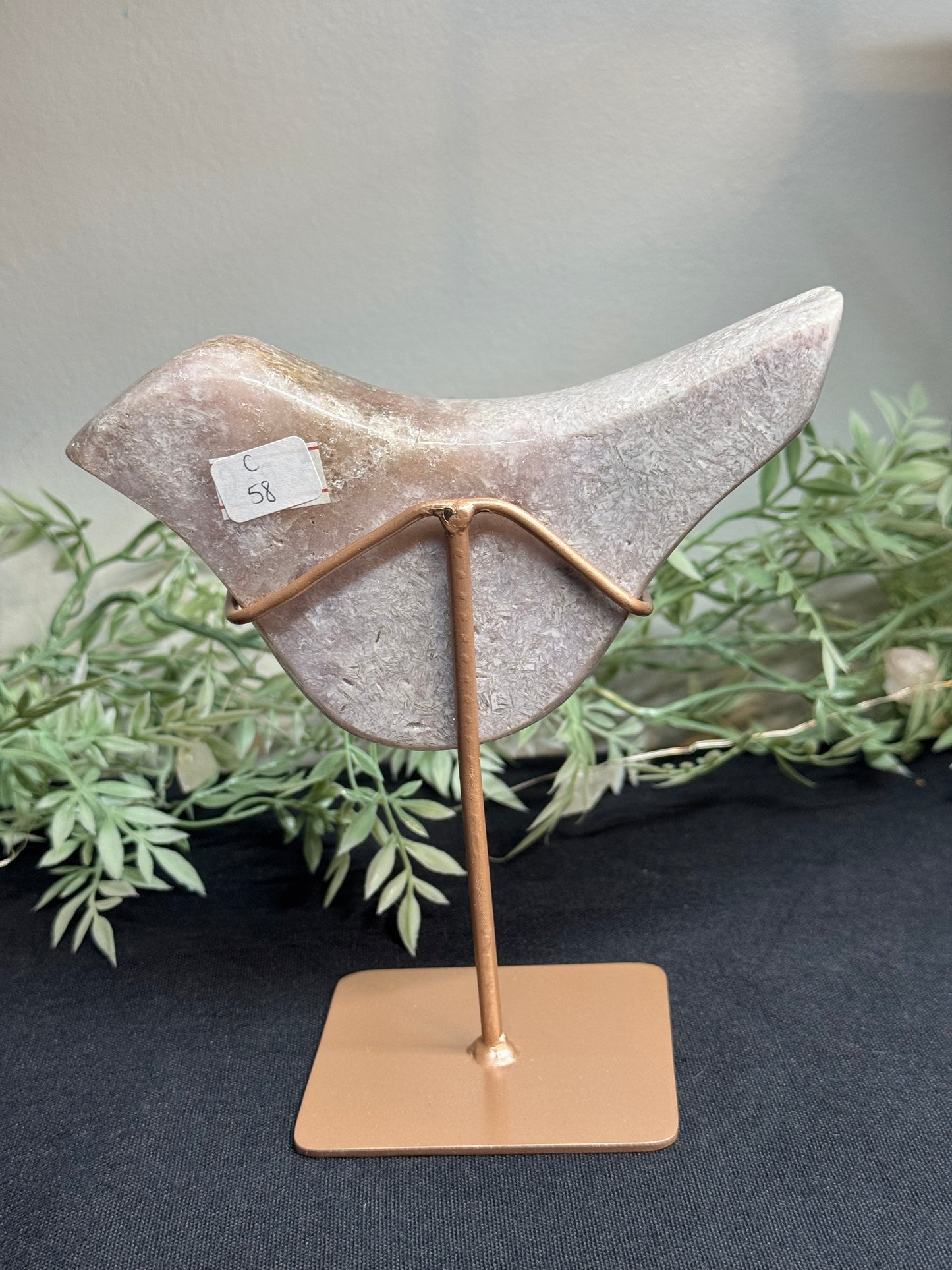 Pink amethyst bird with stand