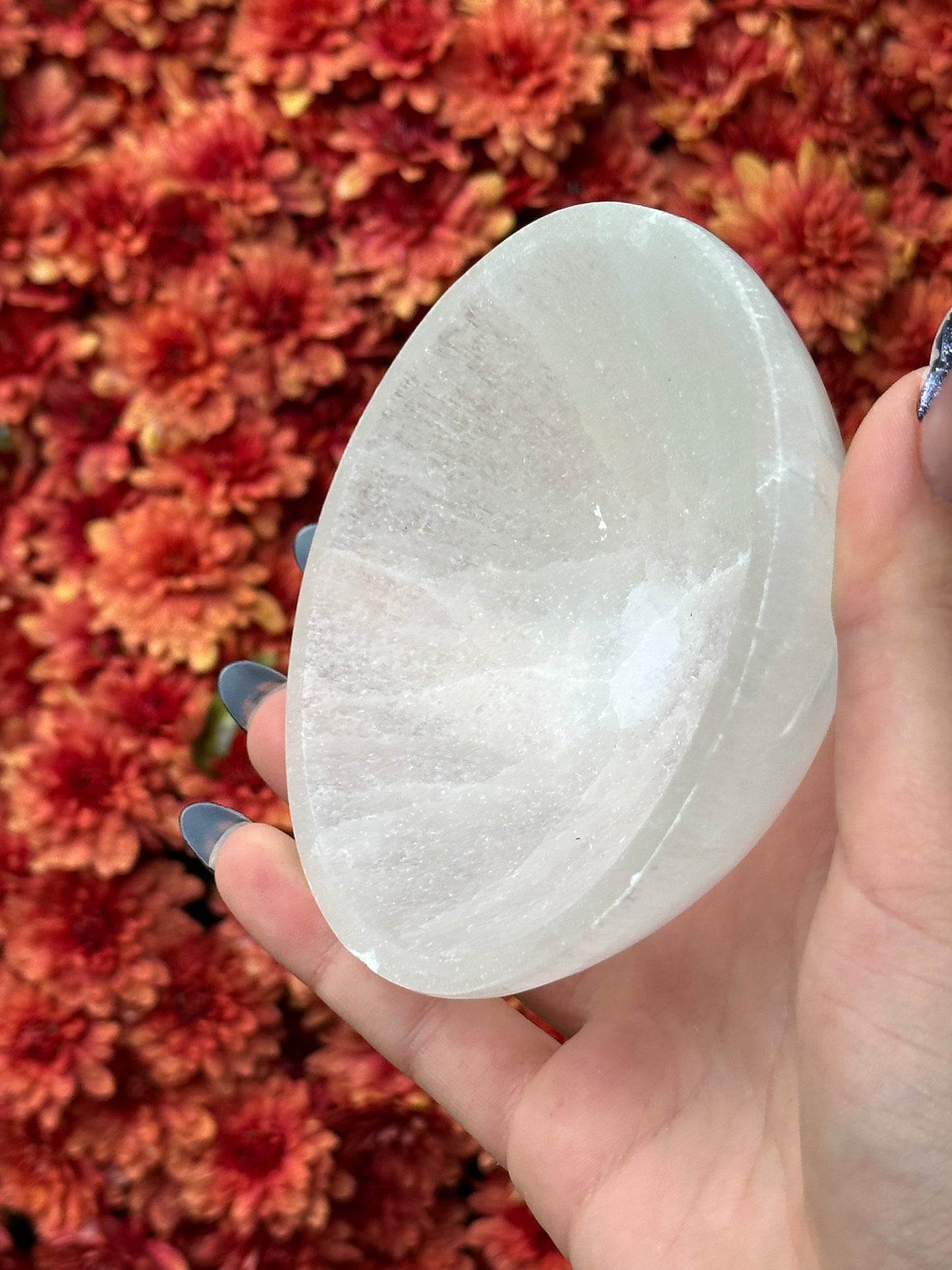 Satin spar selenite bowl - medium