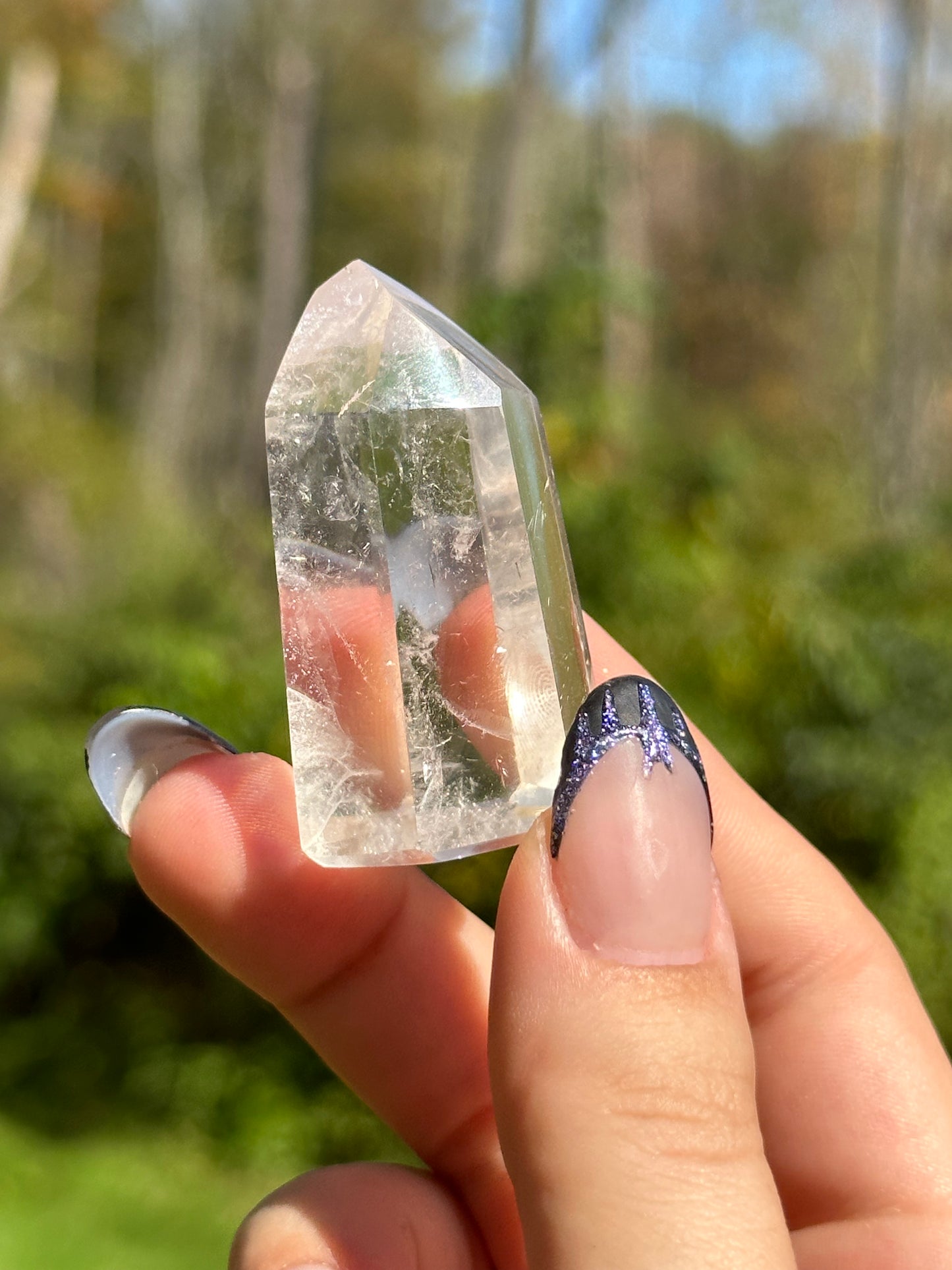 Clear Quartz point with phantoms