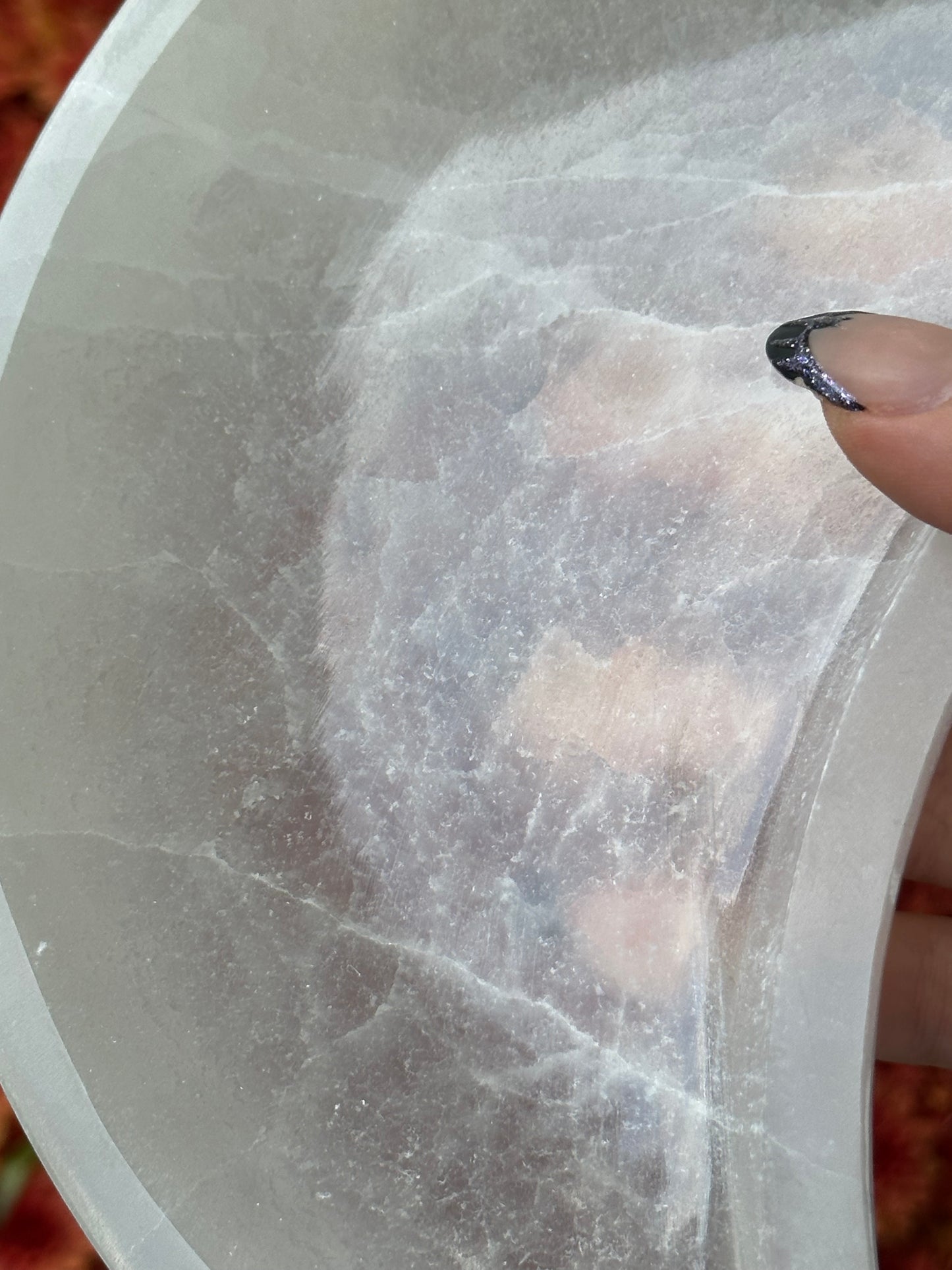 XL satin spar selenite moon bowl
