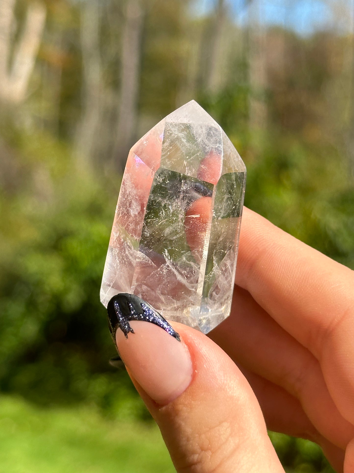 Clear Quartz point with phantoms