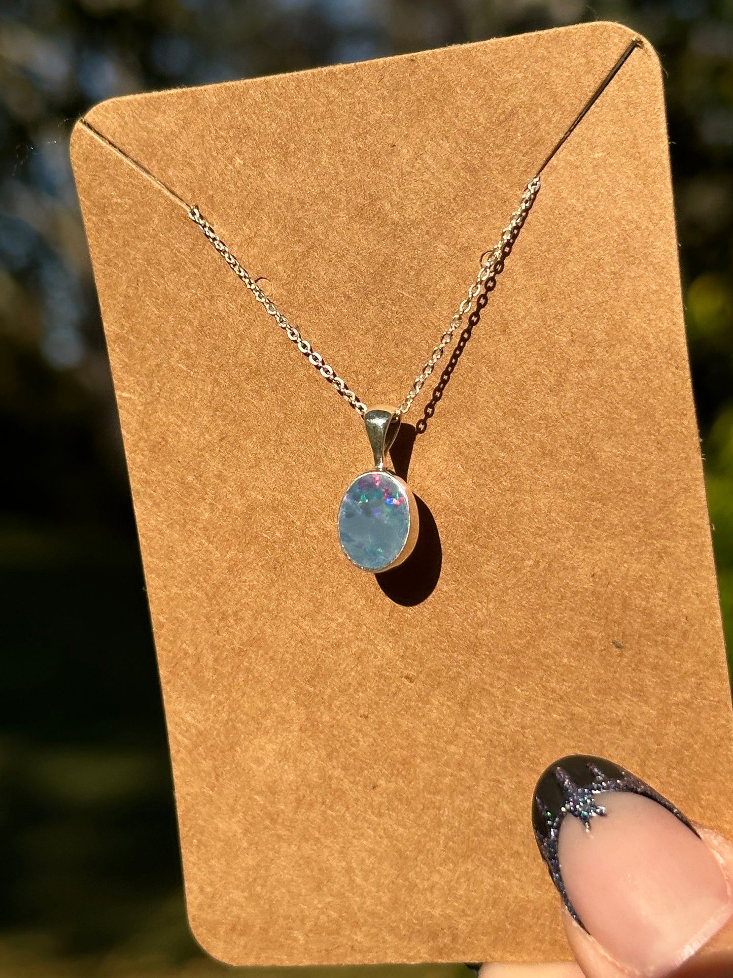 Australian Opal Necklace - Sterling Silver
