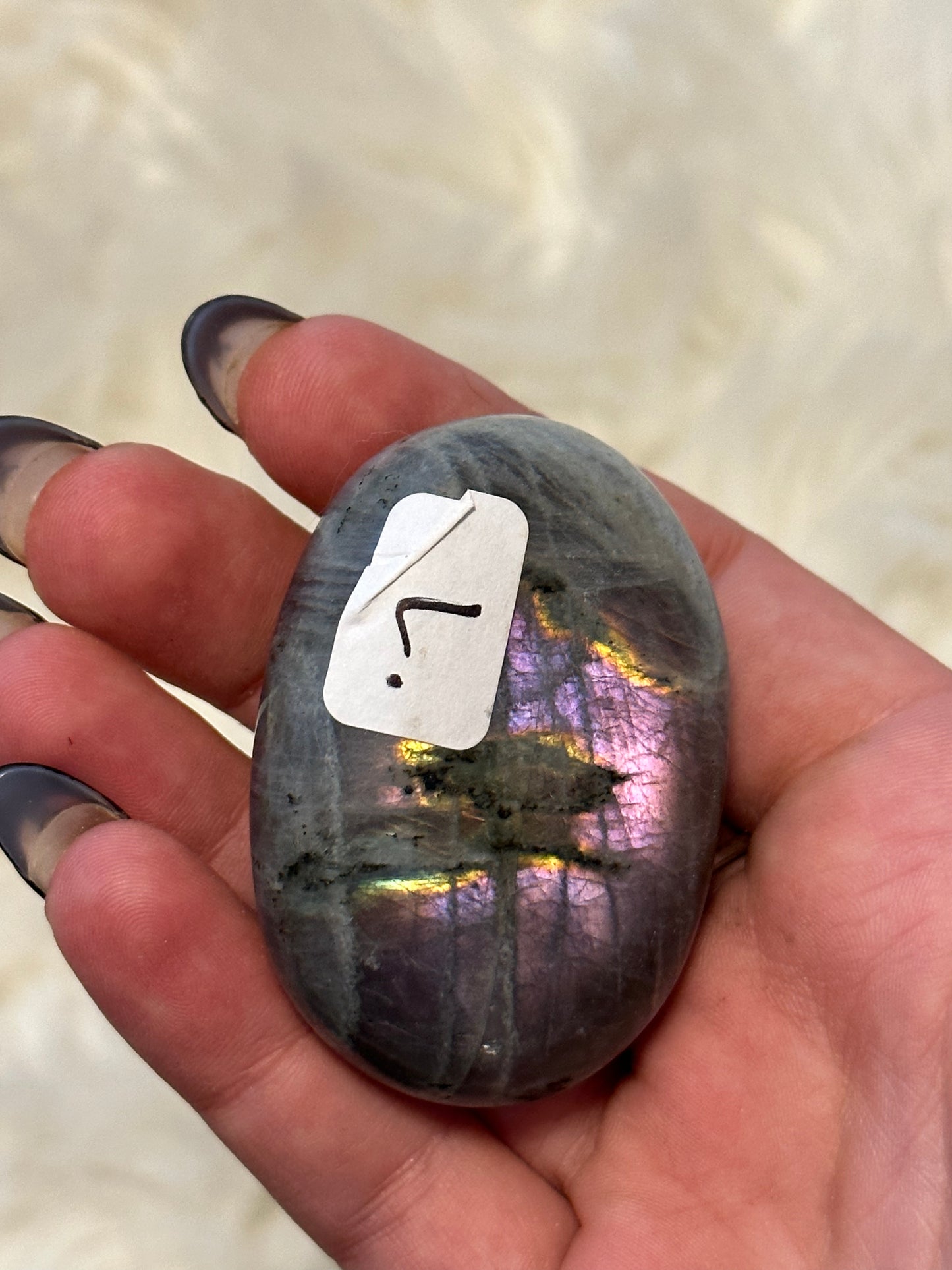 Purple/Pink Flash Labradorite Palmstone