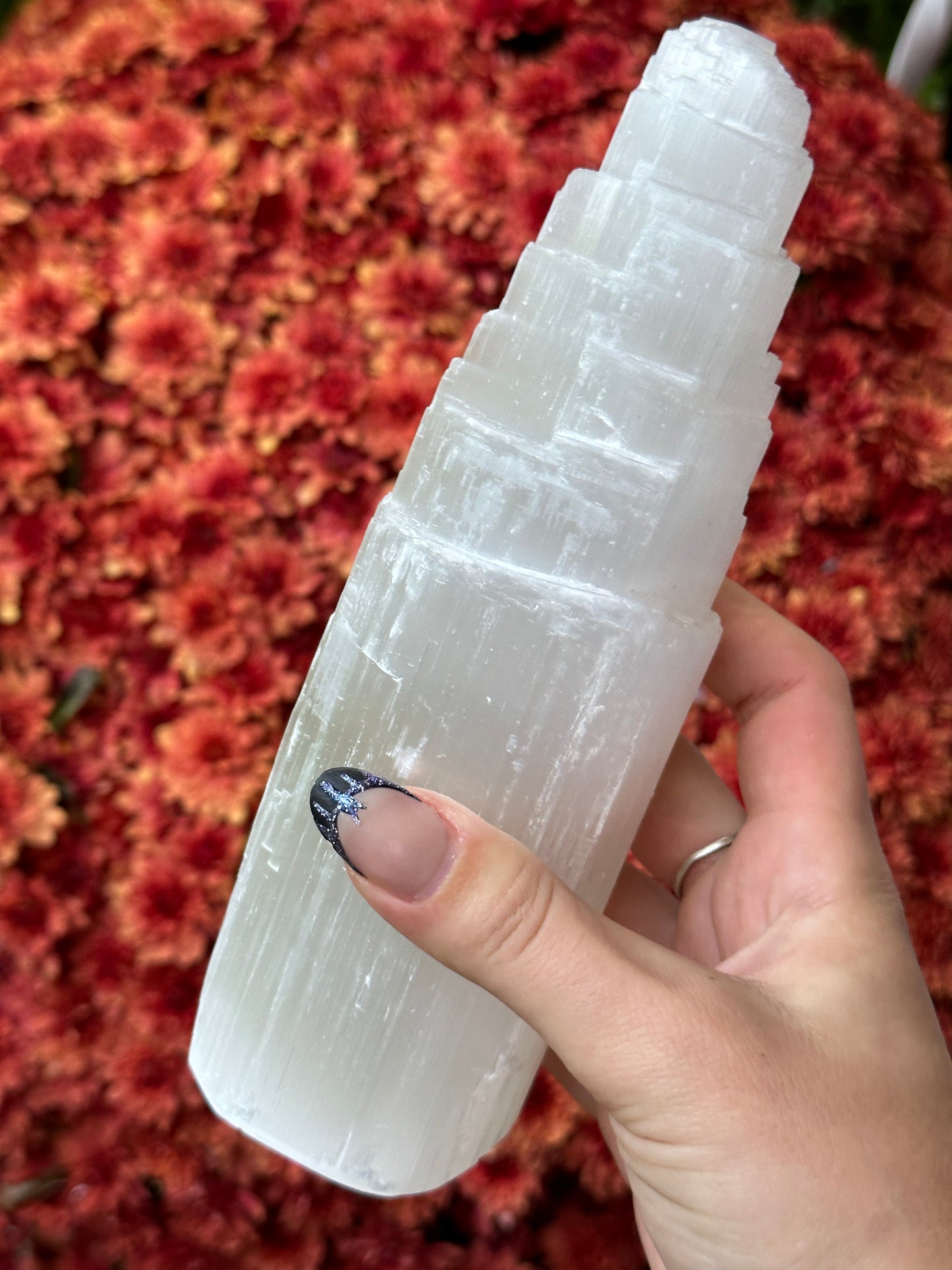 Satin spar selenite tower