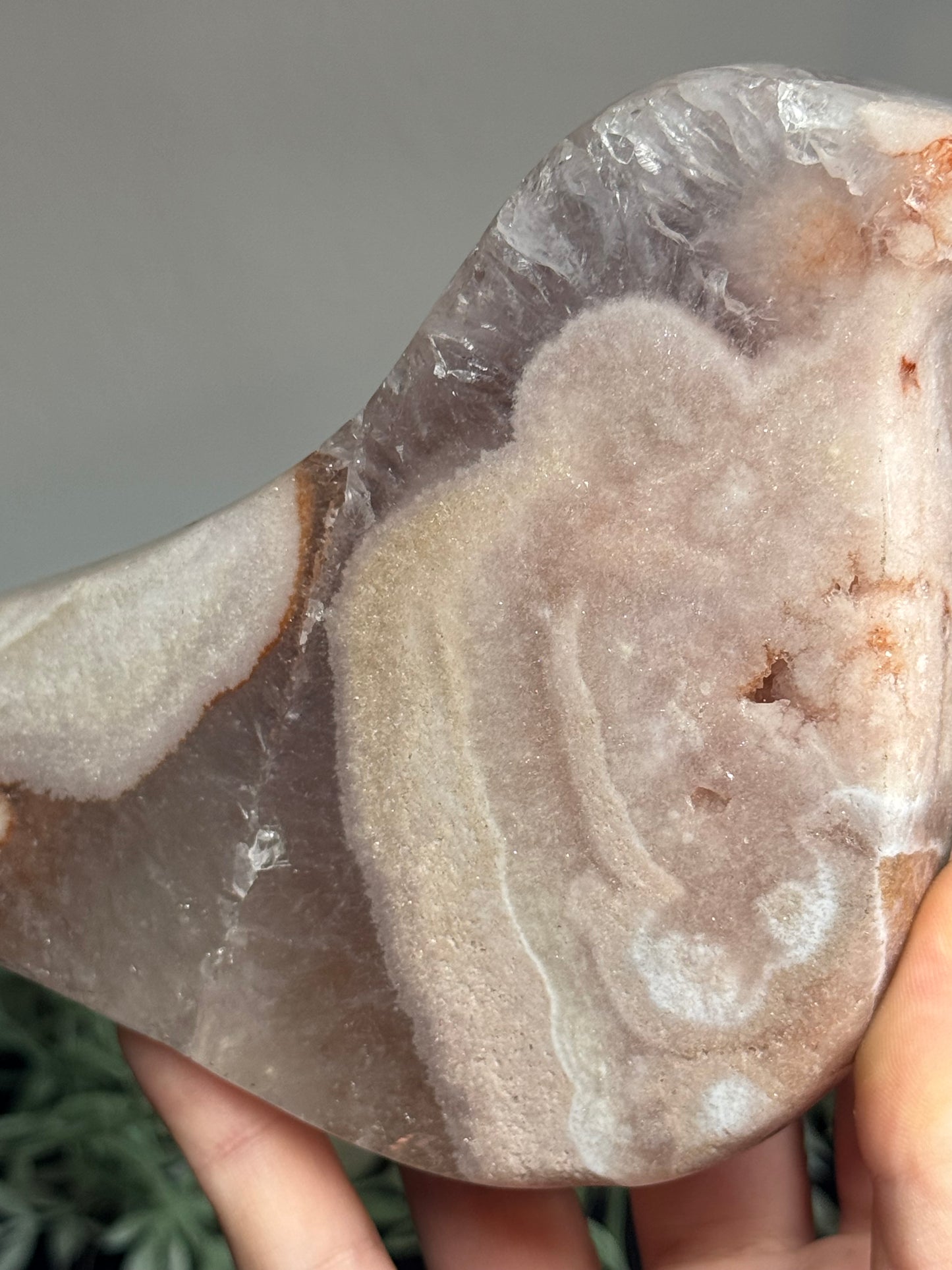 Pink amethyst bird with stand - appears repaired