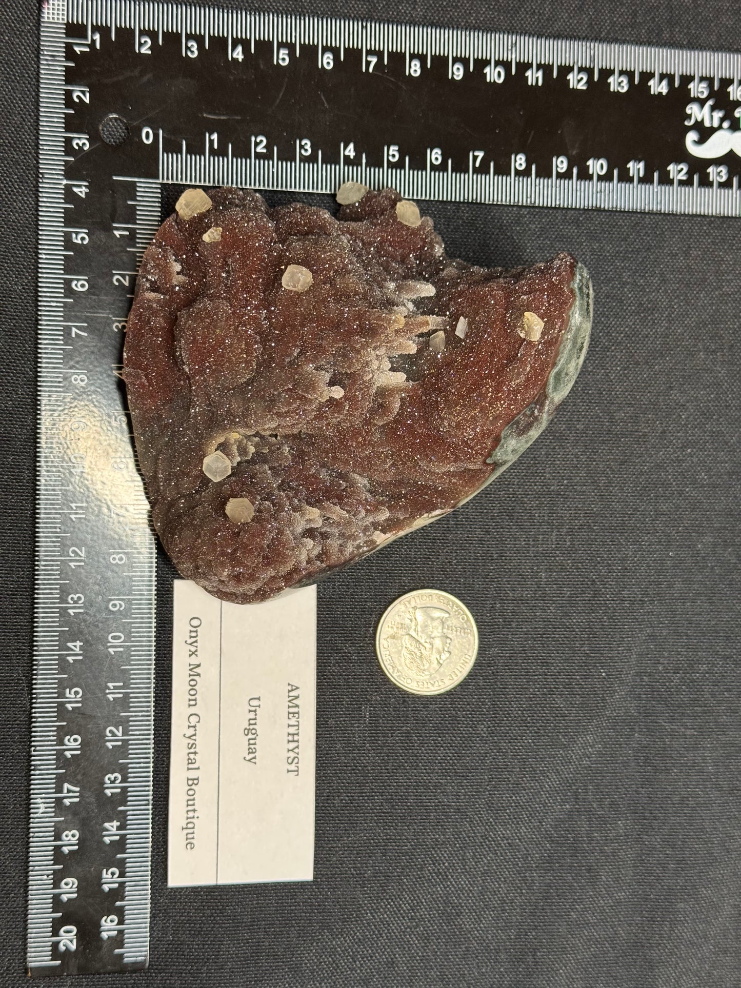 Sparkly Red amethyst with calcite - Uruguay