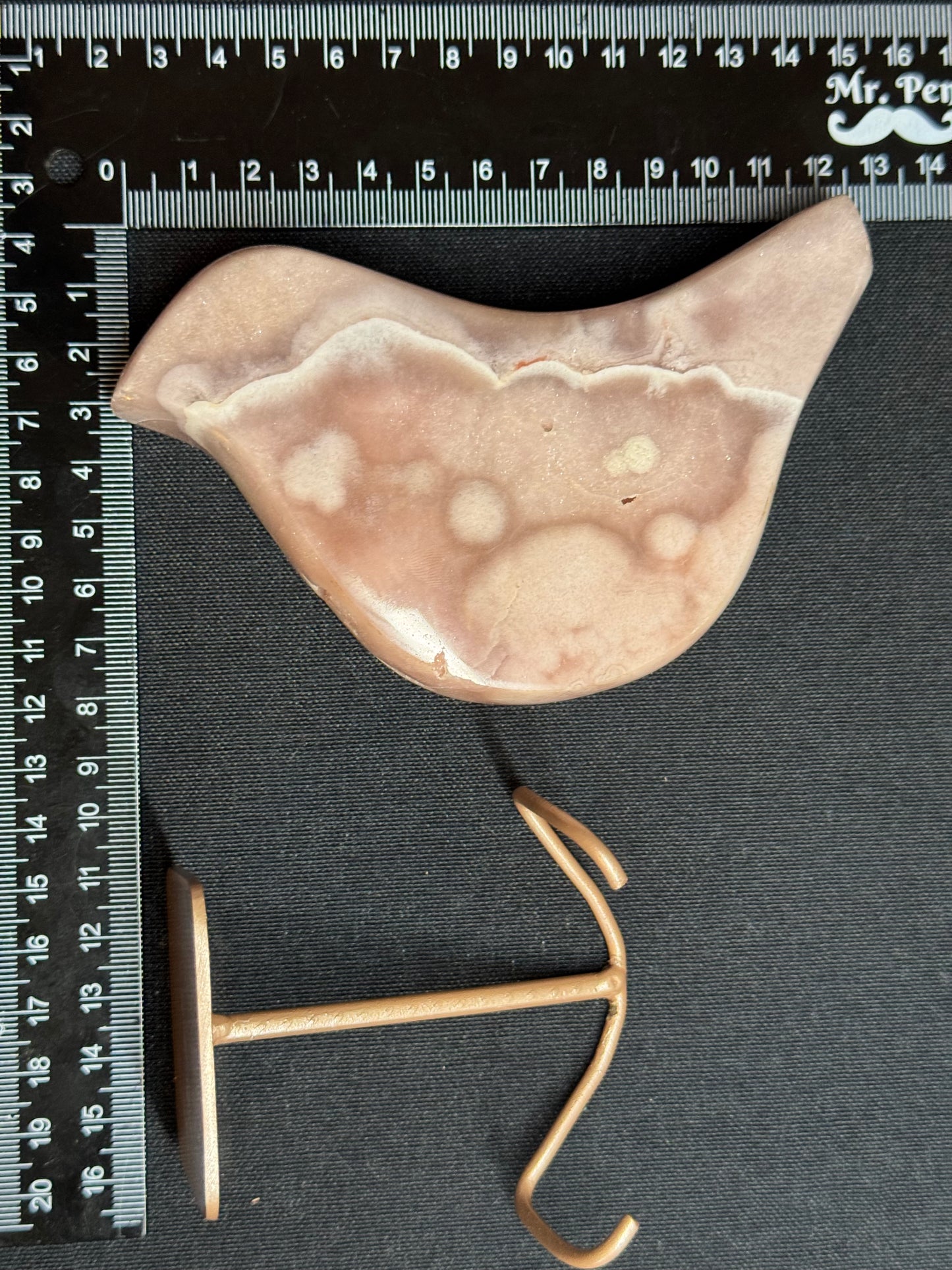 Pink amethyst bird with stand