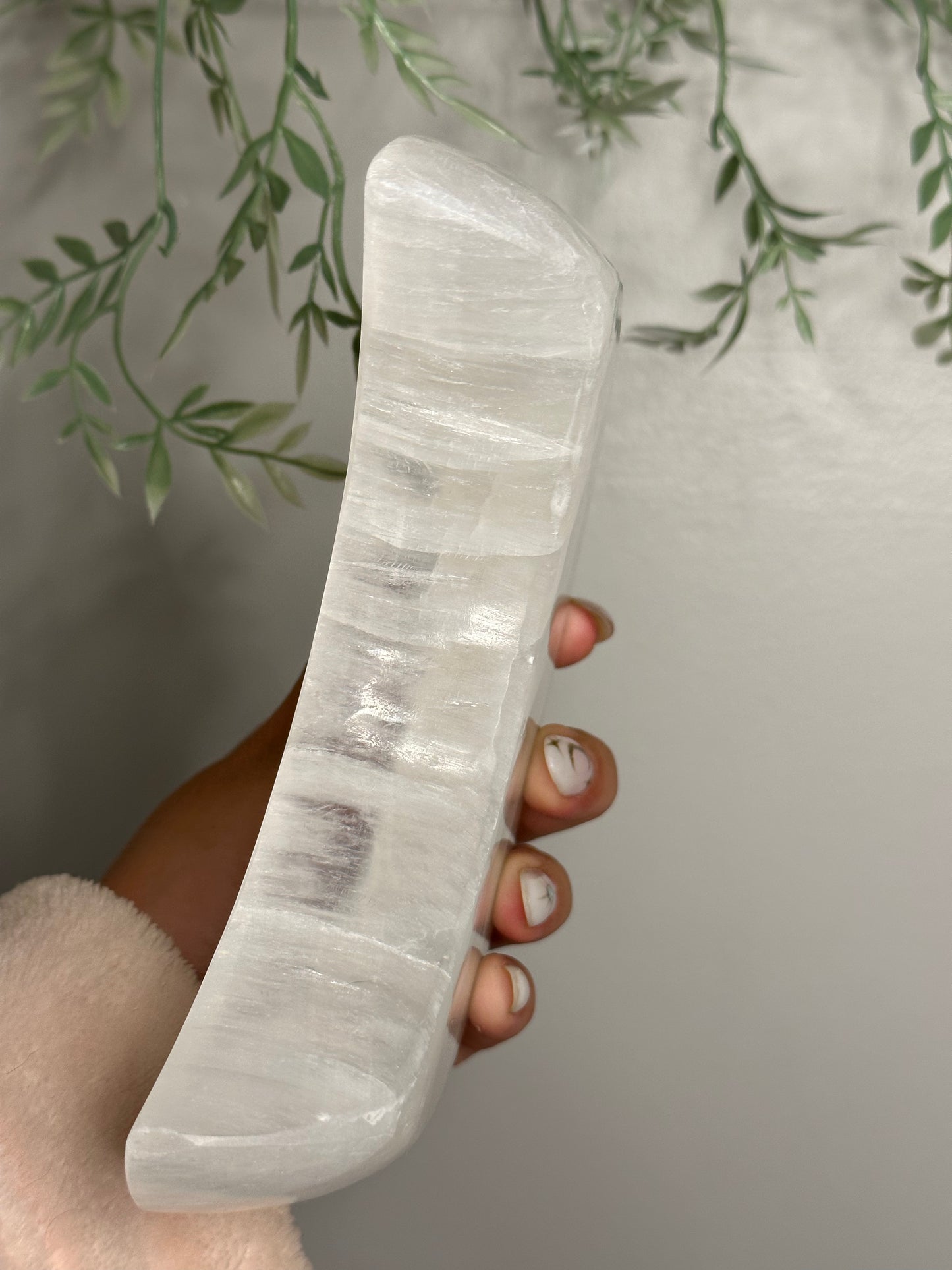 Large Satin Spar Selenite Moon Bowls