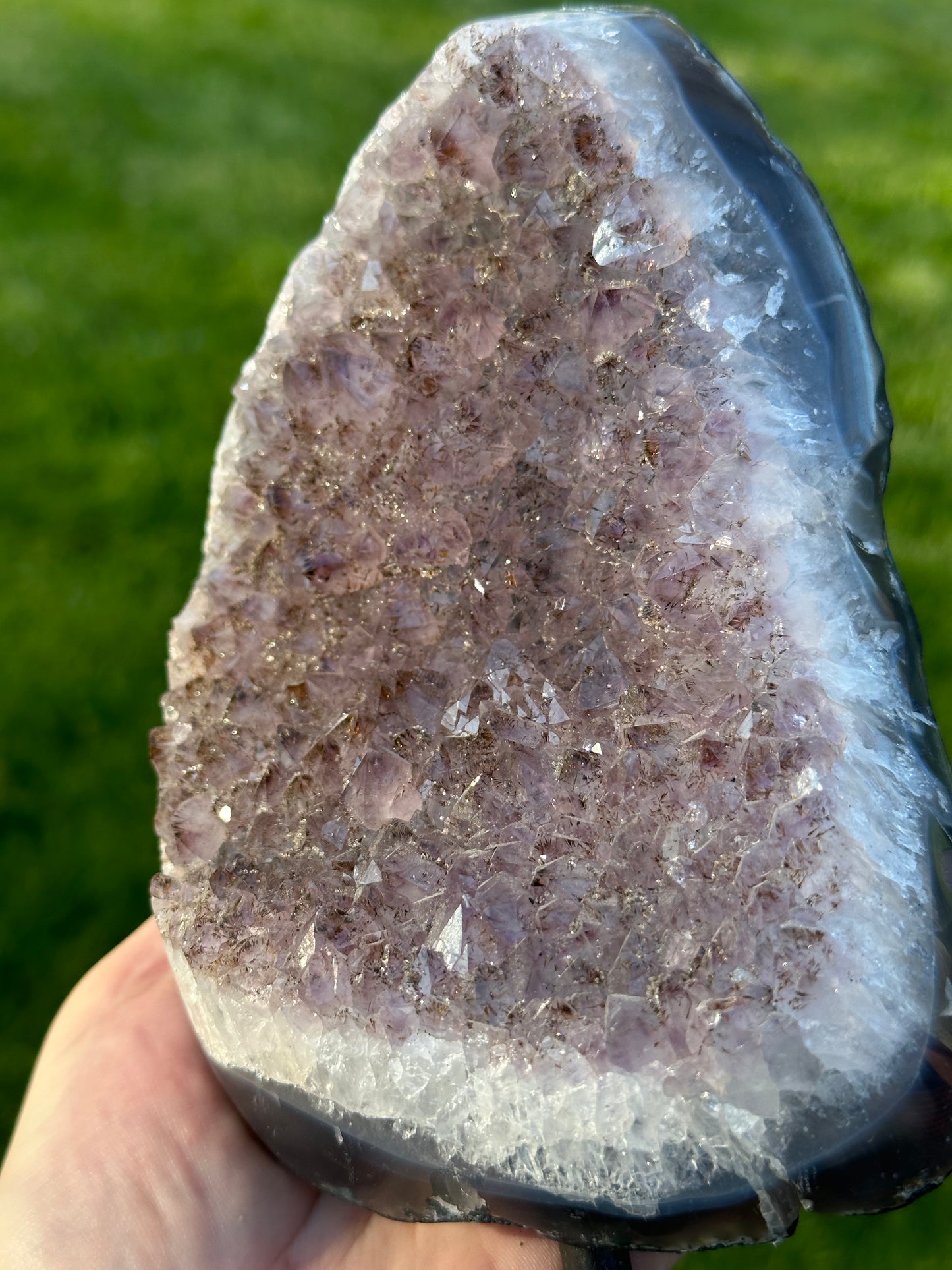 Golden Rutile Rainbow Amethyst on stand