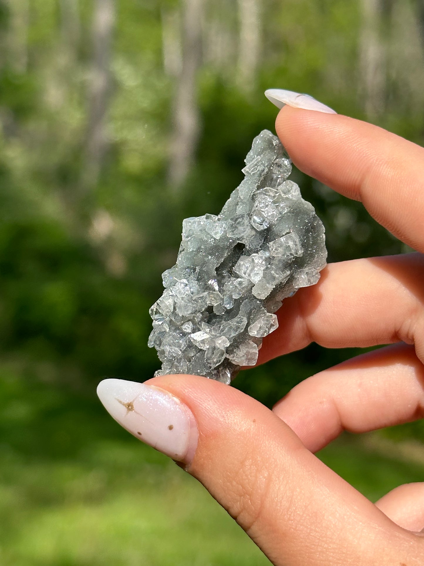 Black chalcedony with gemmy apophyllite -C