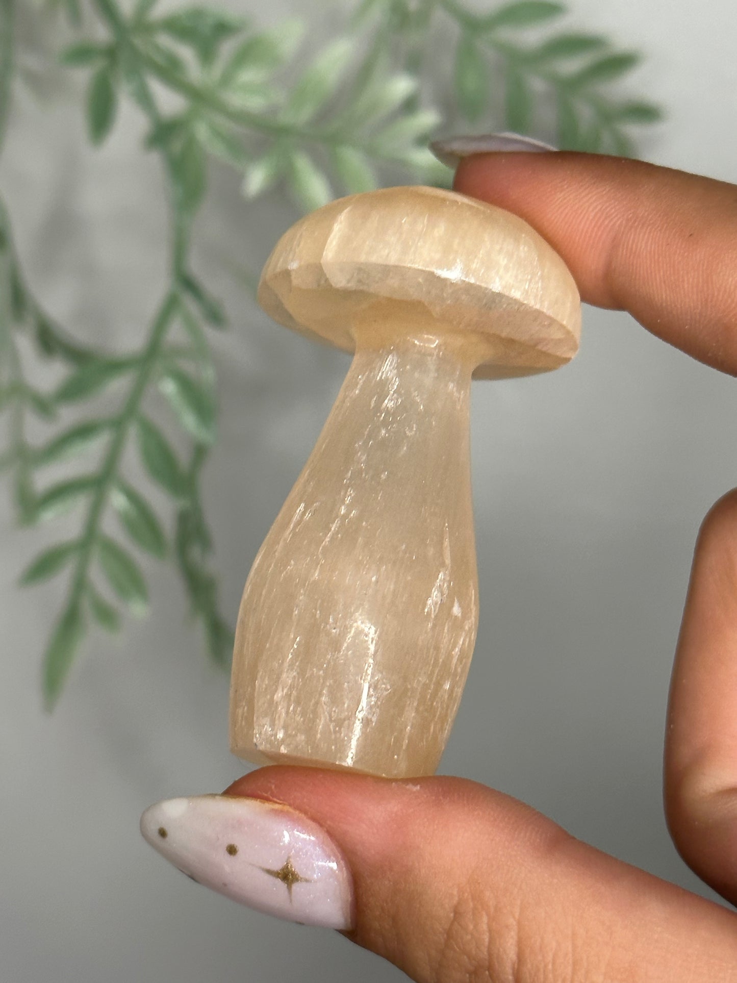 Peach Satin Spar Selenite Mushroom
