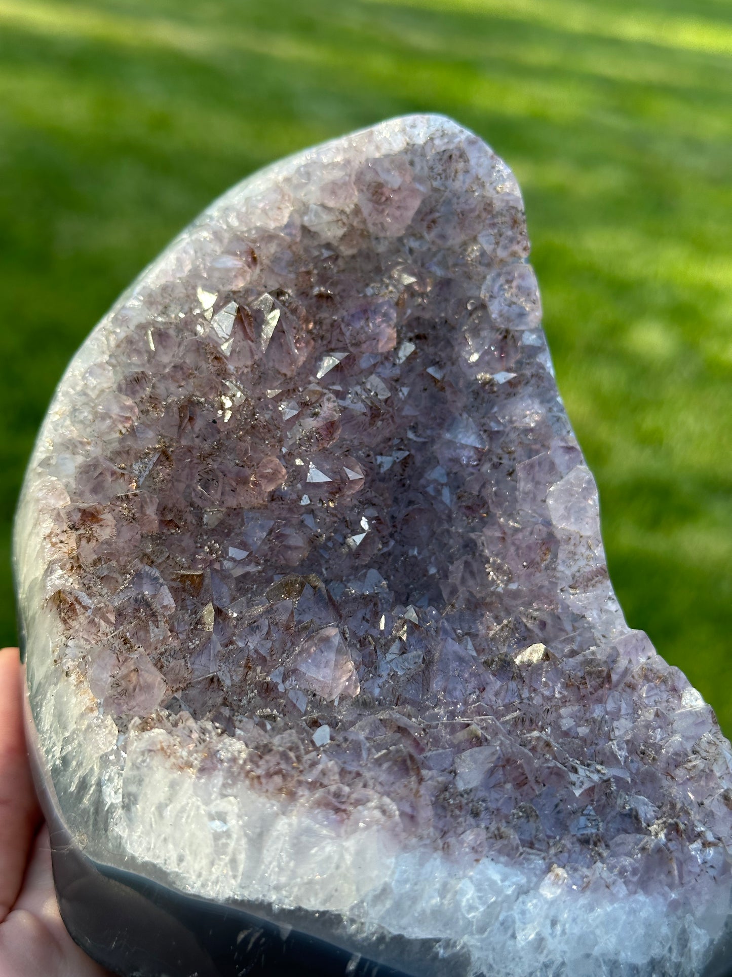 Golden Rutile Rainbow Amethyst on stand