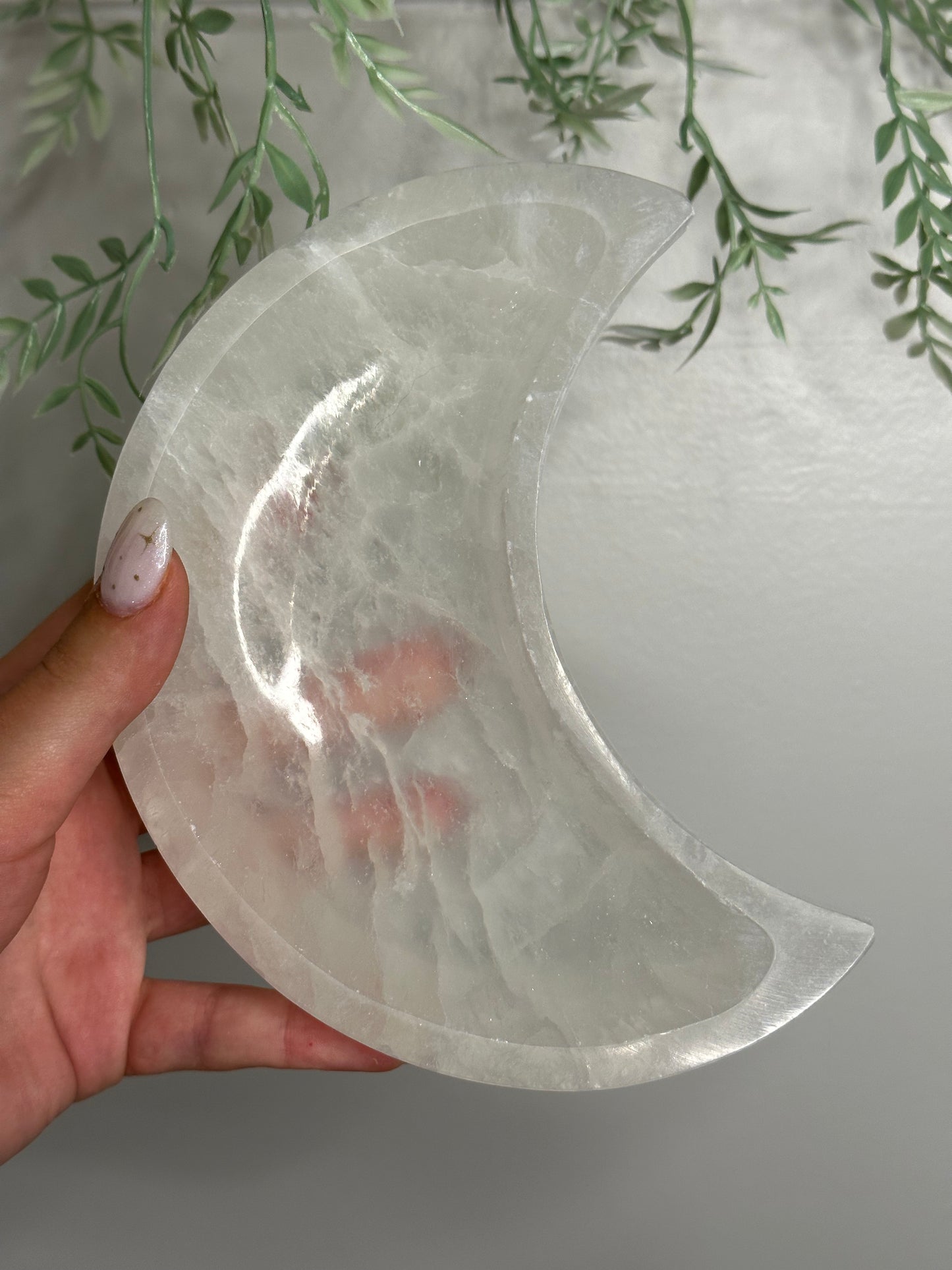 Large Satin Spar Selenite Moon Bowls