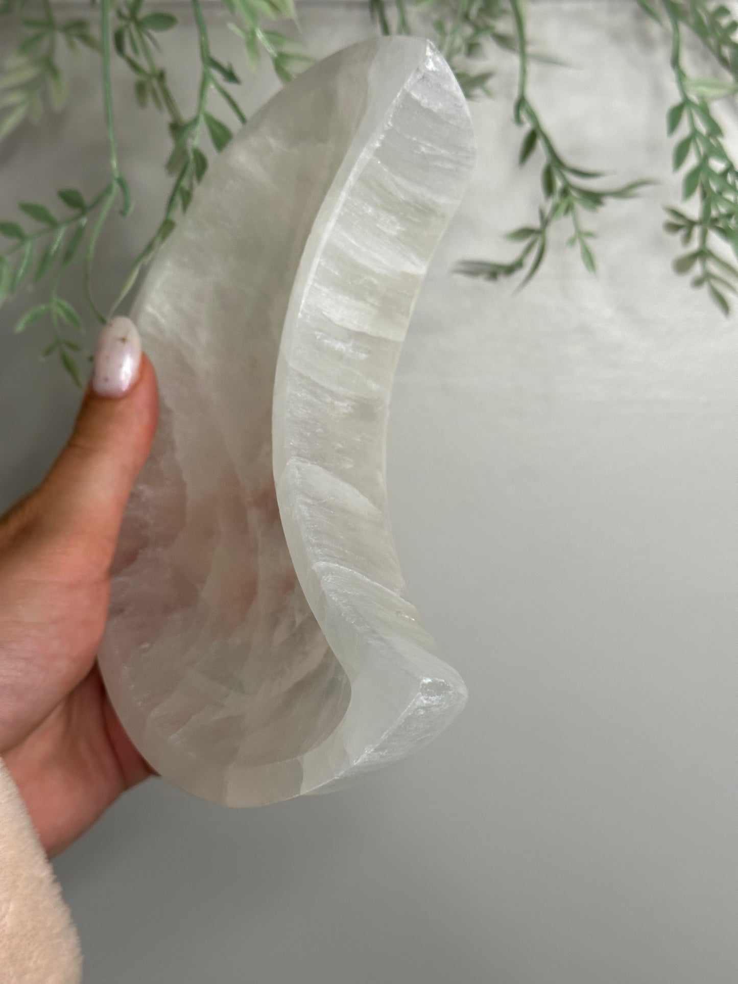 Large Satin Spar Selenite Moon Bowls