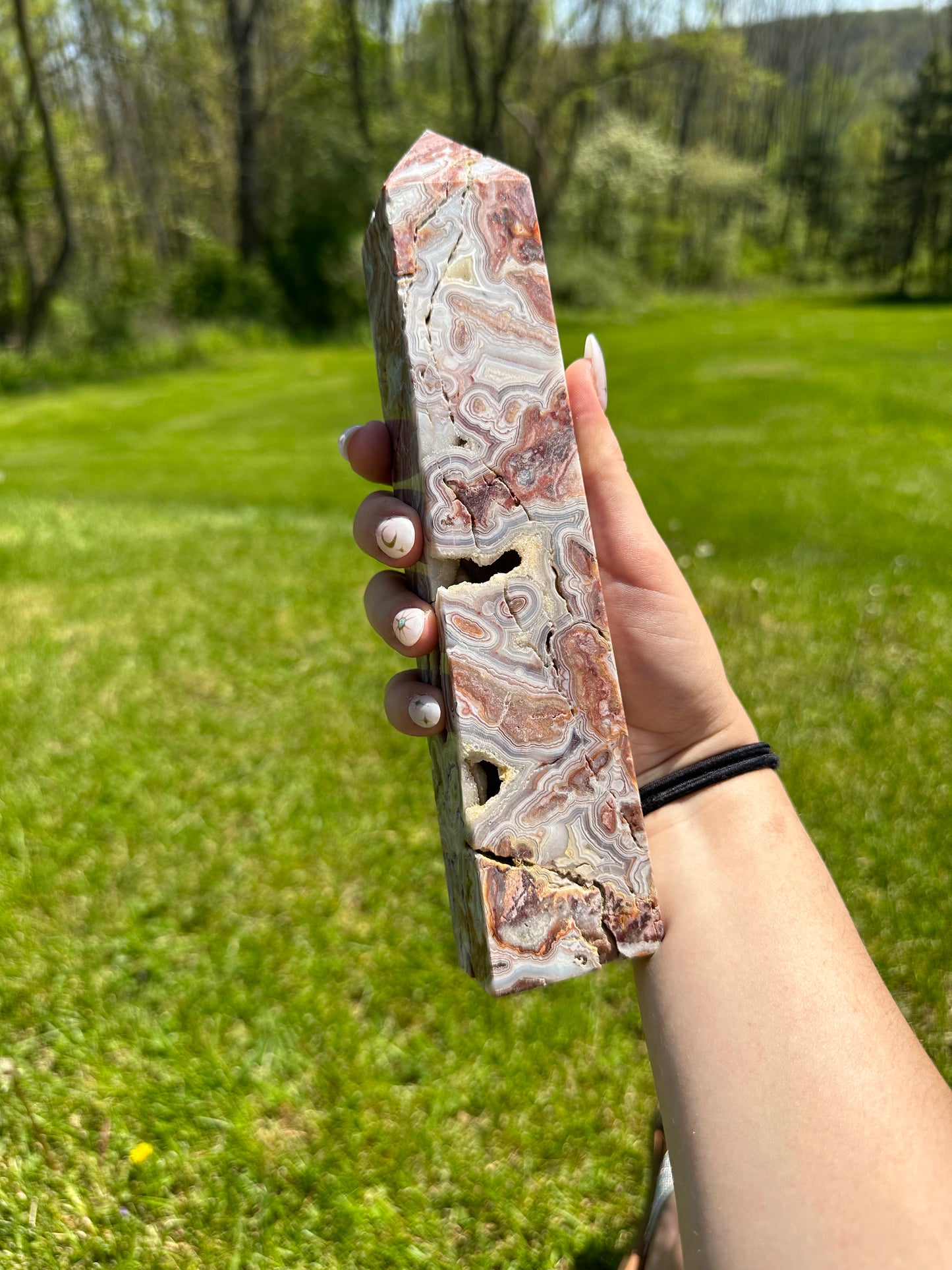 XL Mexican crazy lace agate tower