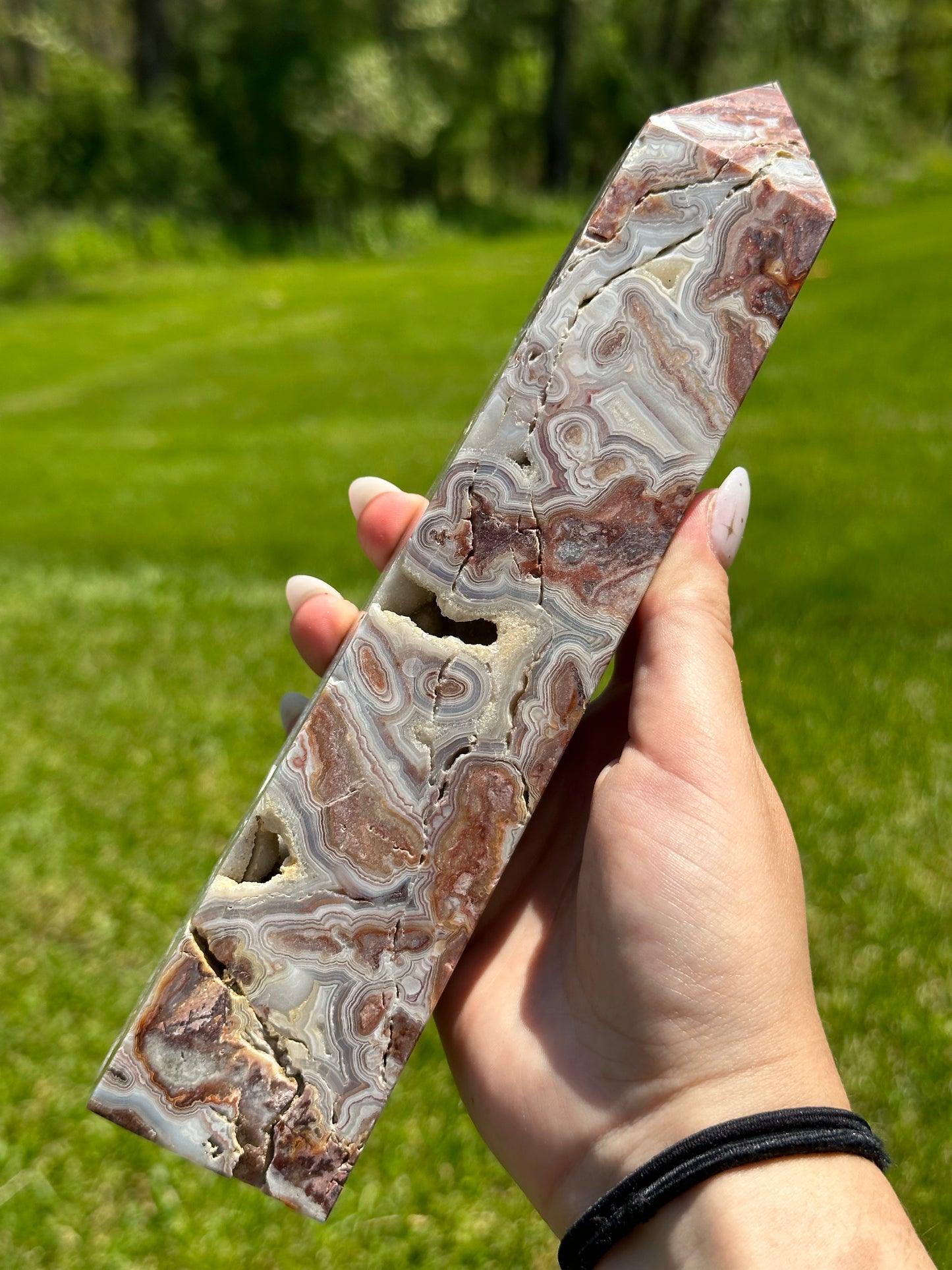 XL Mexican crazy lace agate tower
