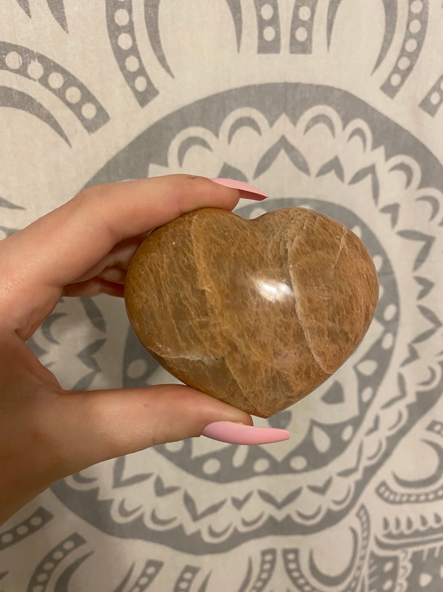 Peach Moonstone Heart