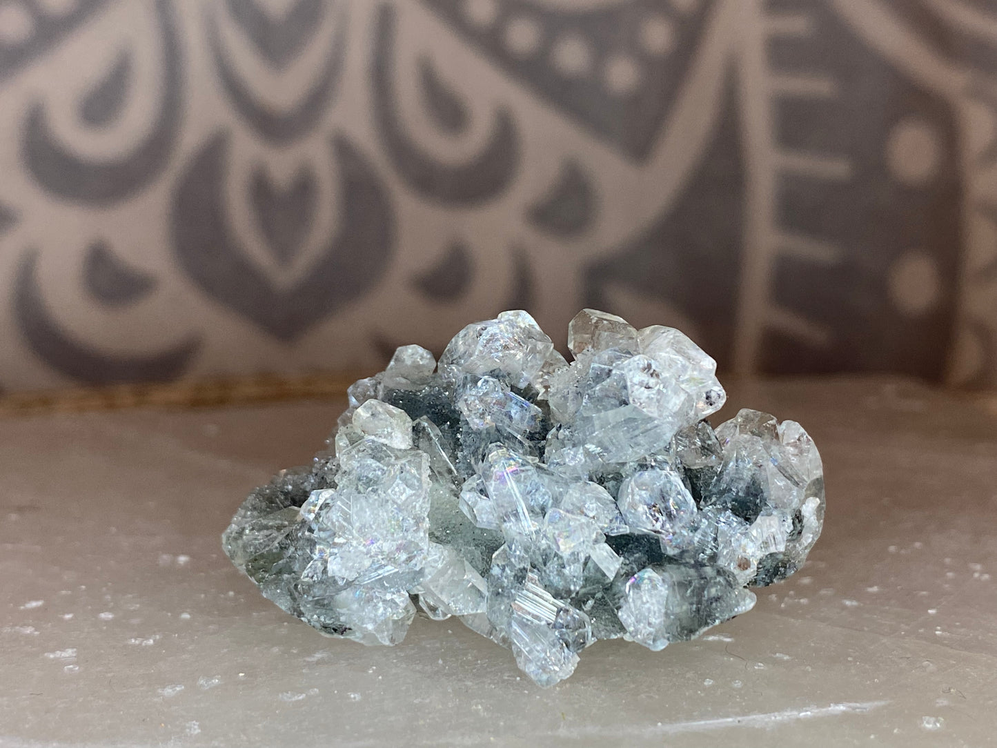 Black chalcedony with gemmy apophyllite -F