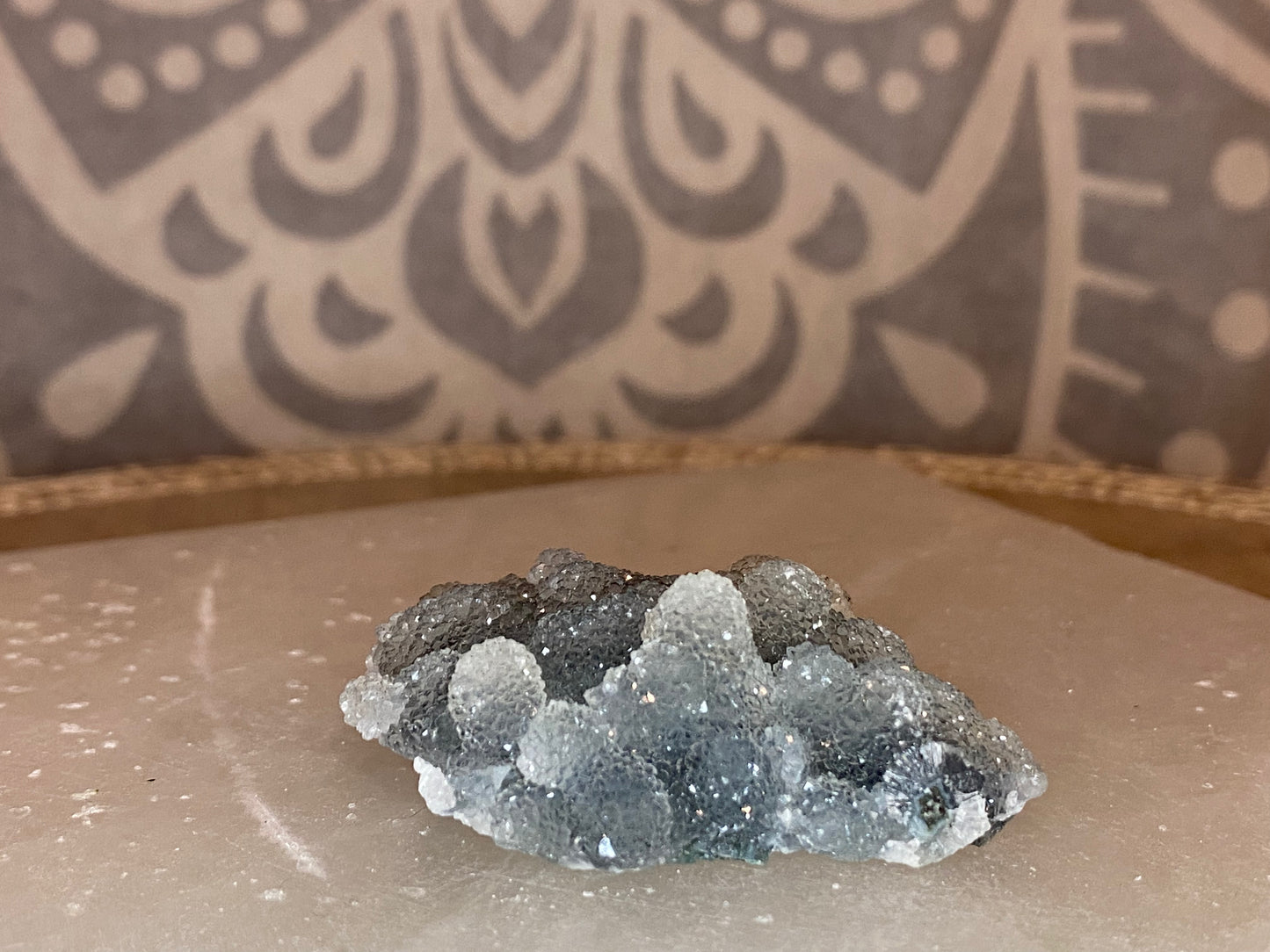 Black chalcedony with gemmy apophyllite - N