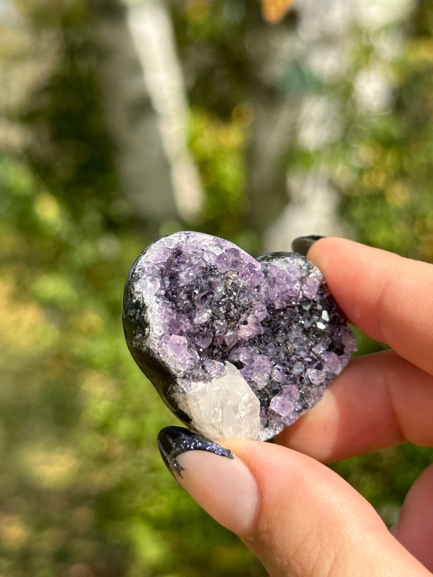 Amethyst Heart with Calcite