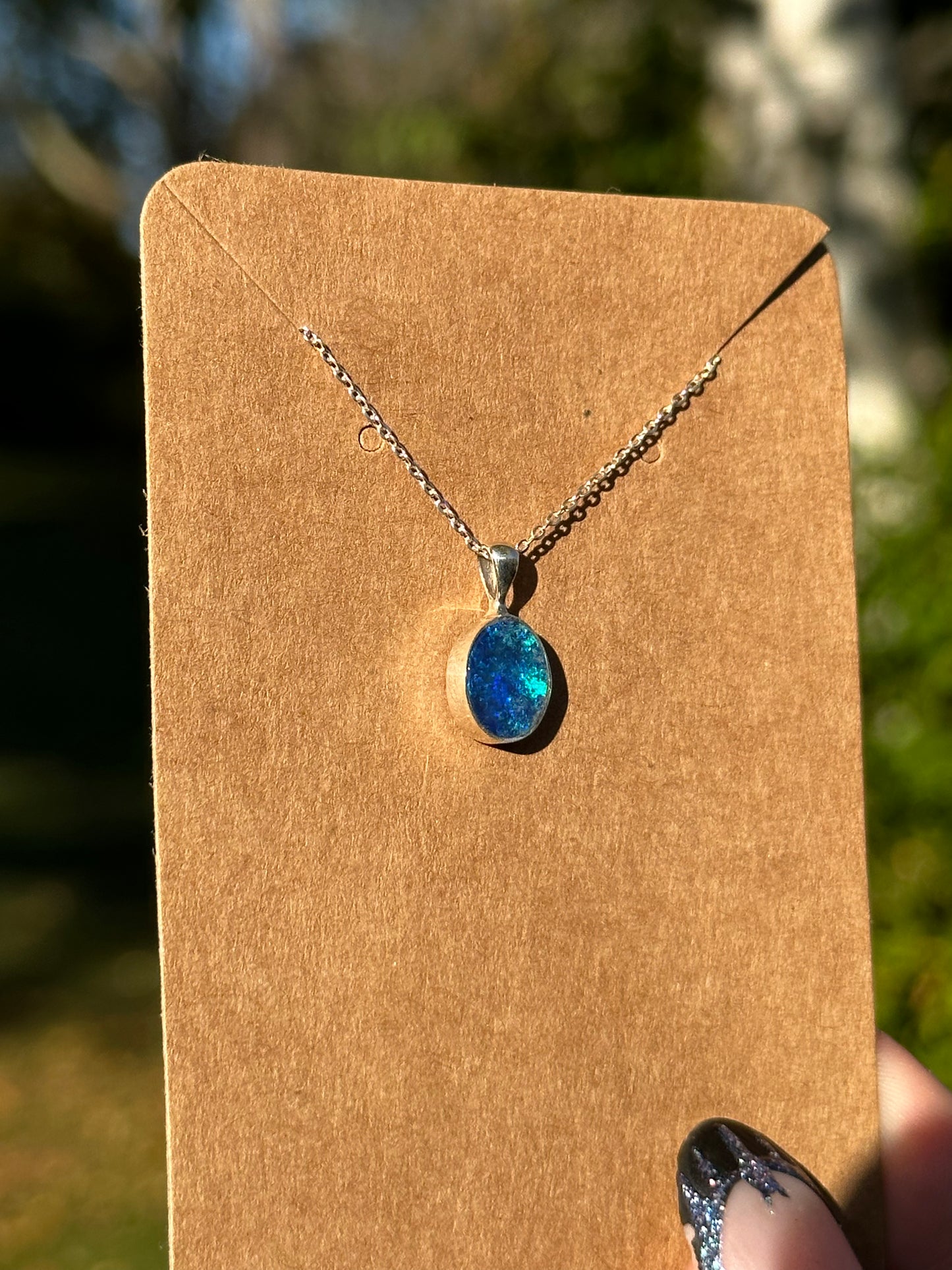Australian Opal Necklace - Sterling Silver