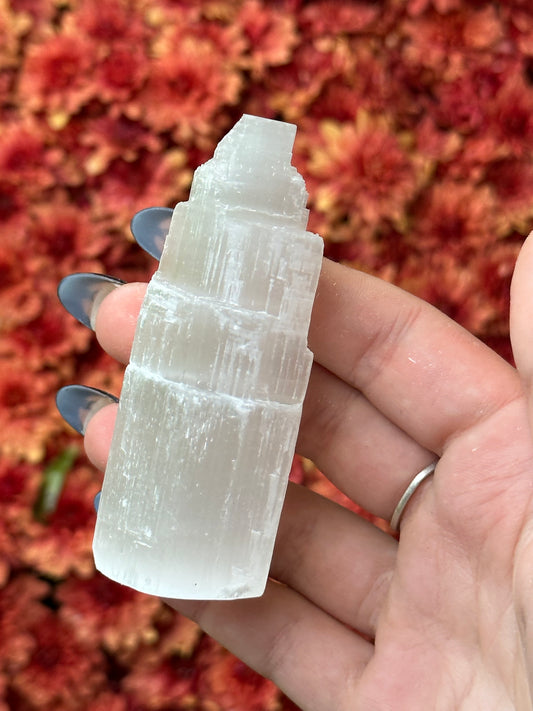 Satin spar selenite tower