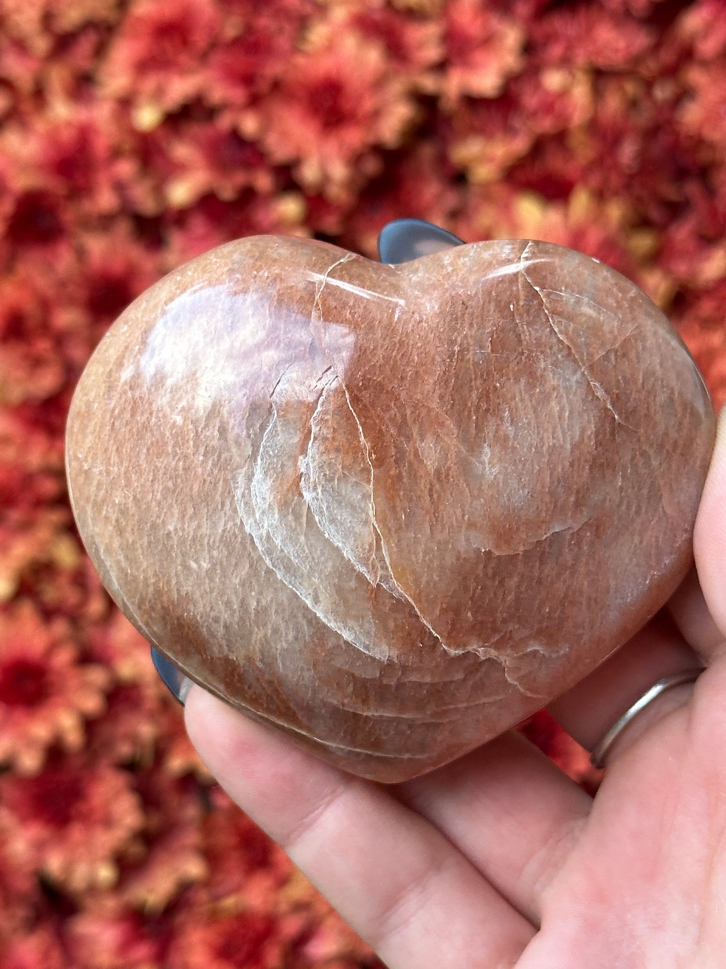 Peach Moonstone Heart