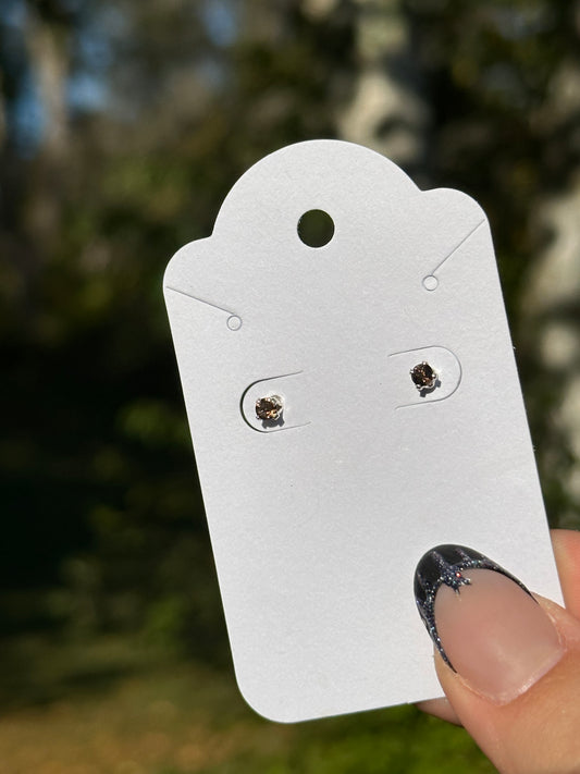 Smokey Quartz Stud Earrings- Sterling Silver
