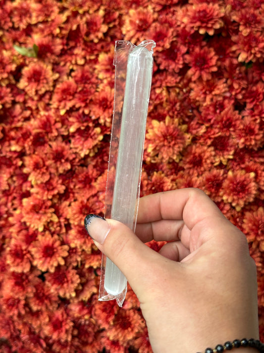 Satin spar selenite wand