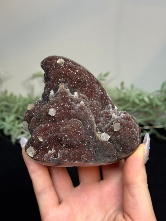 Sparkly Red amethyst with calcite - Uruguay