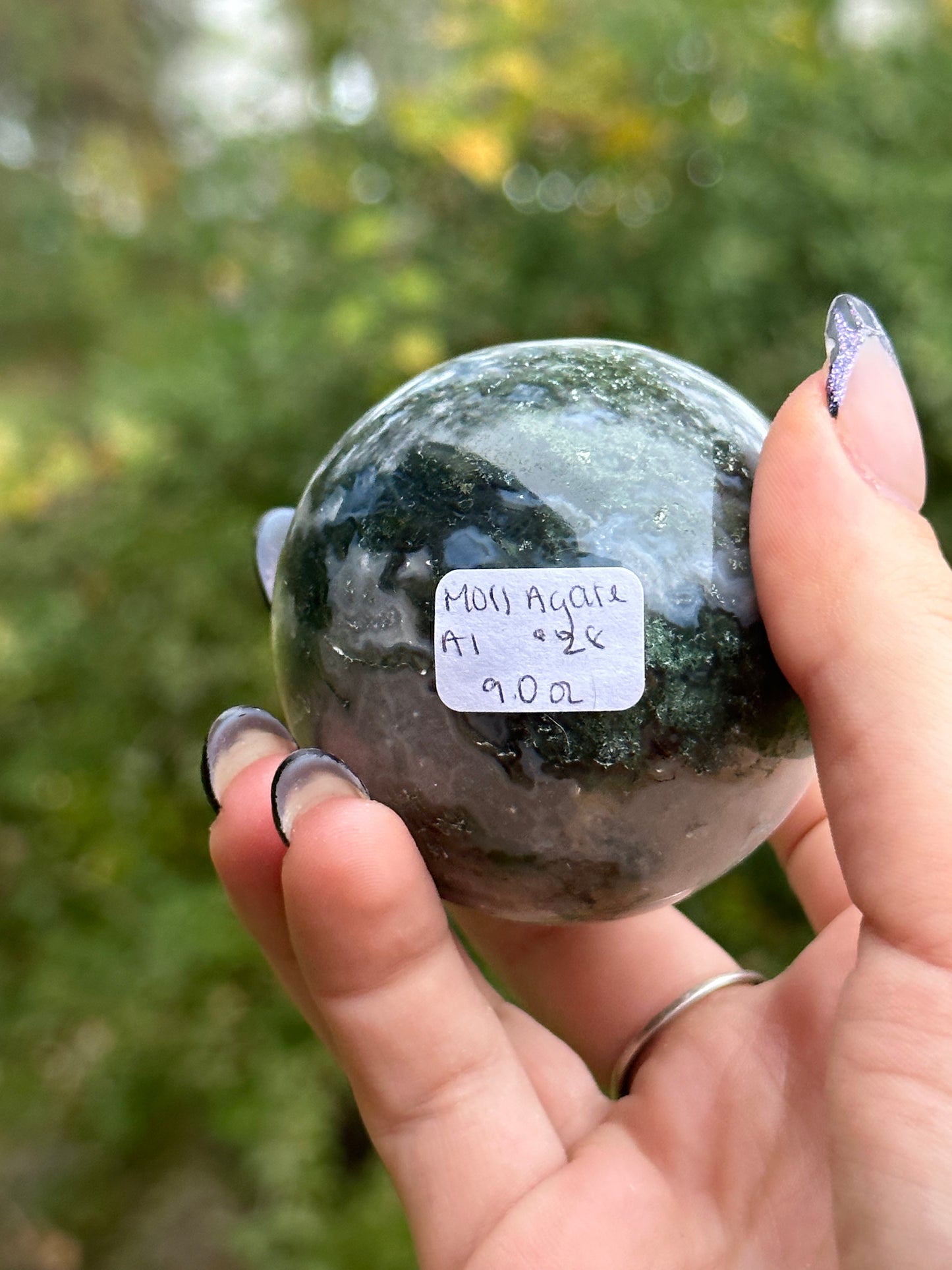 Moss agate sphere