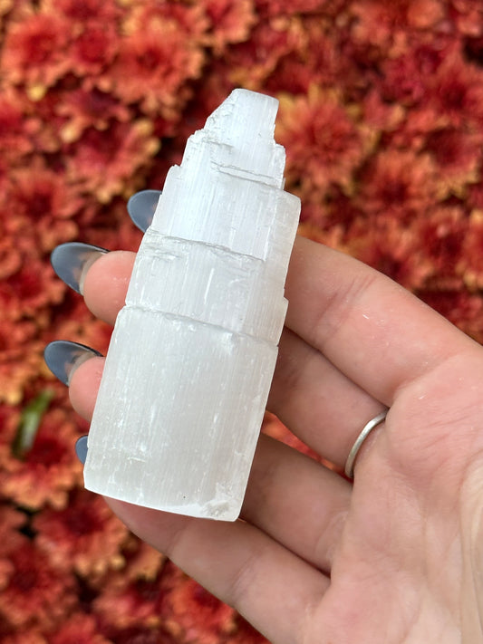 Satin spar selenite tower
