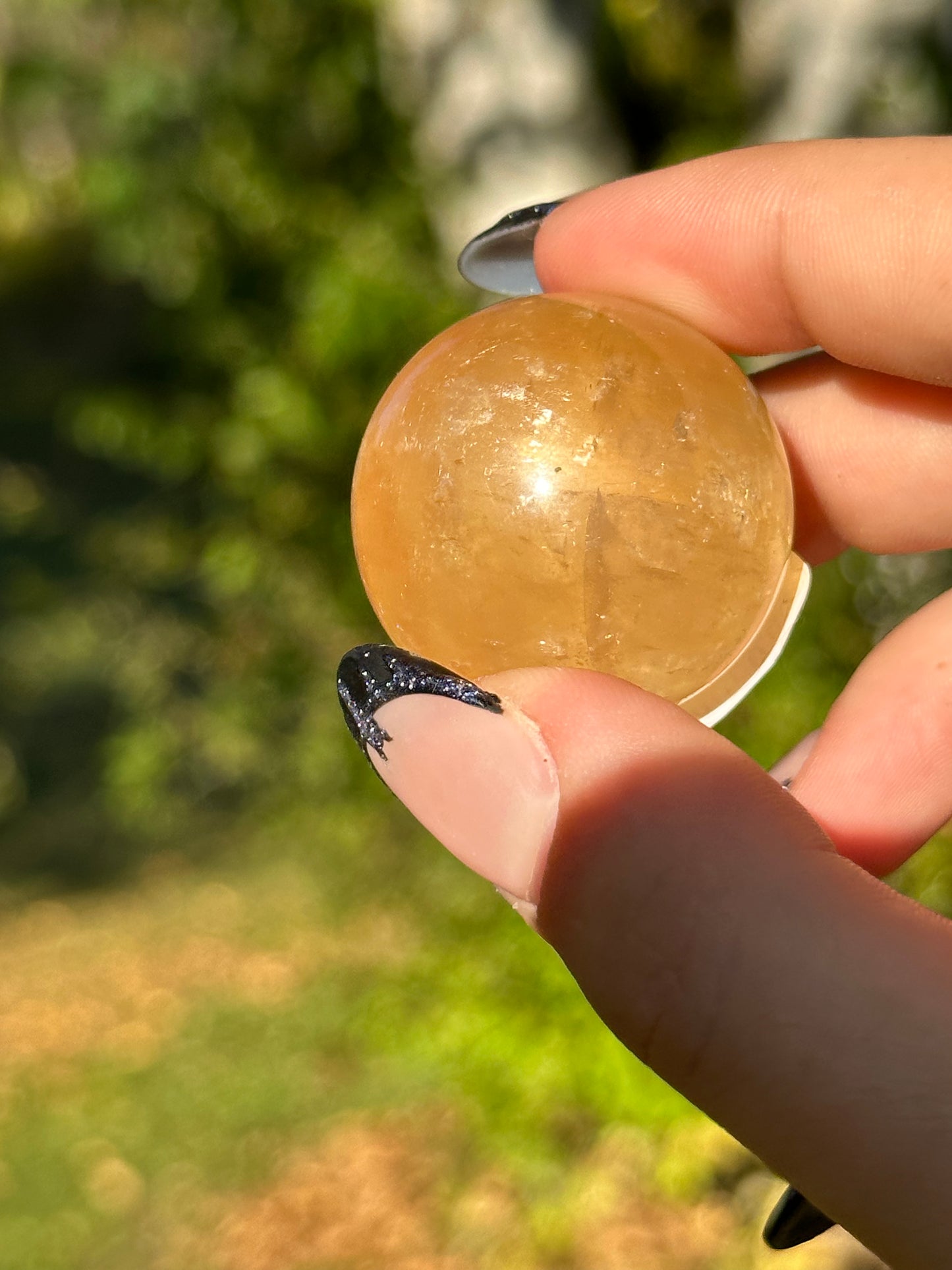 Honey Calcite Sphere - Stars and Rainbows