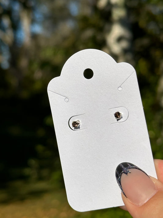Smokey Quartz Stud Earrings- Sterling Silver