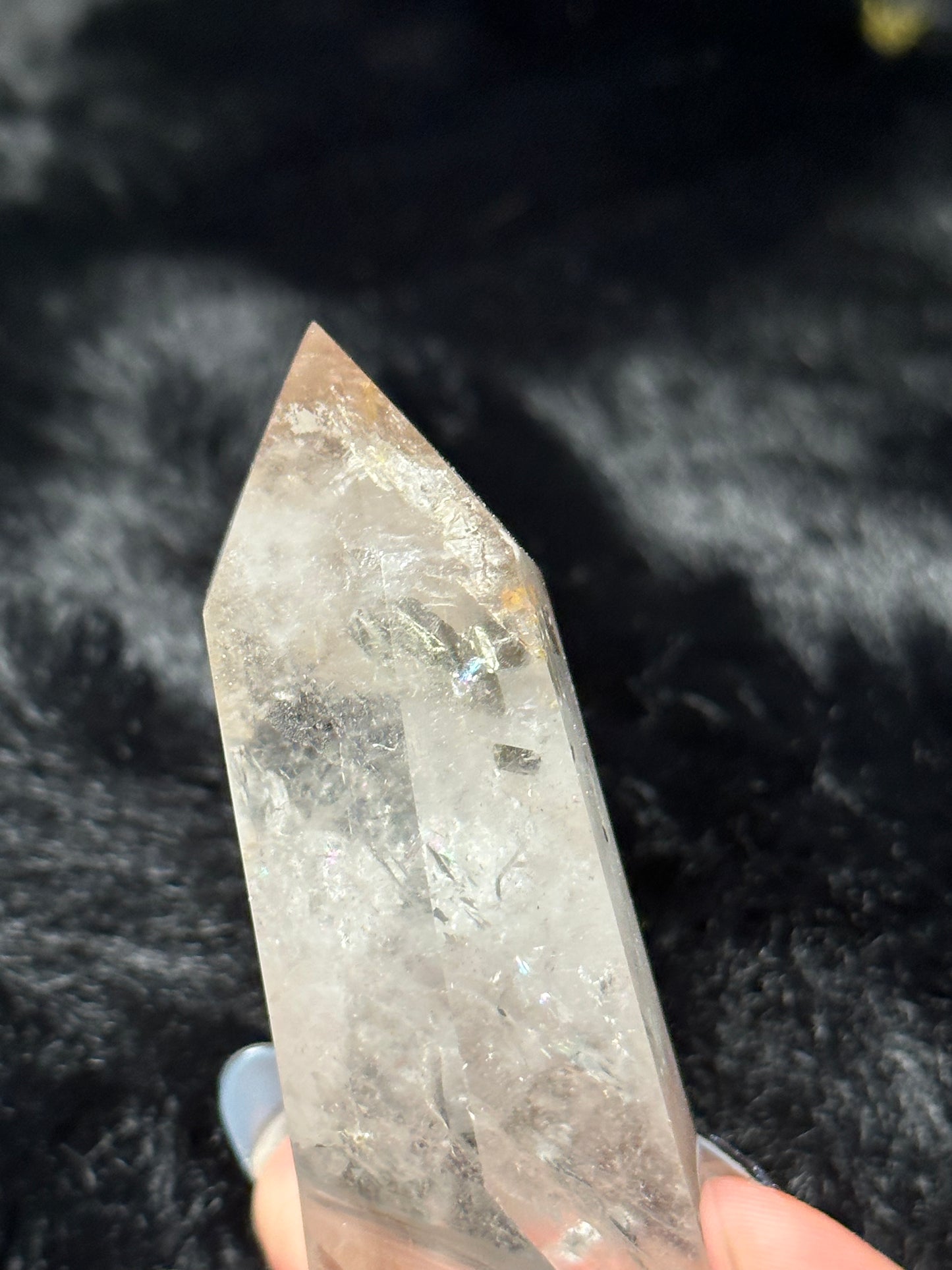 Quartz Point with Cubic Pyrite Inclusion