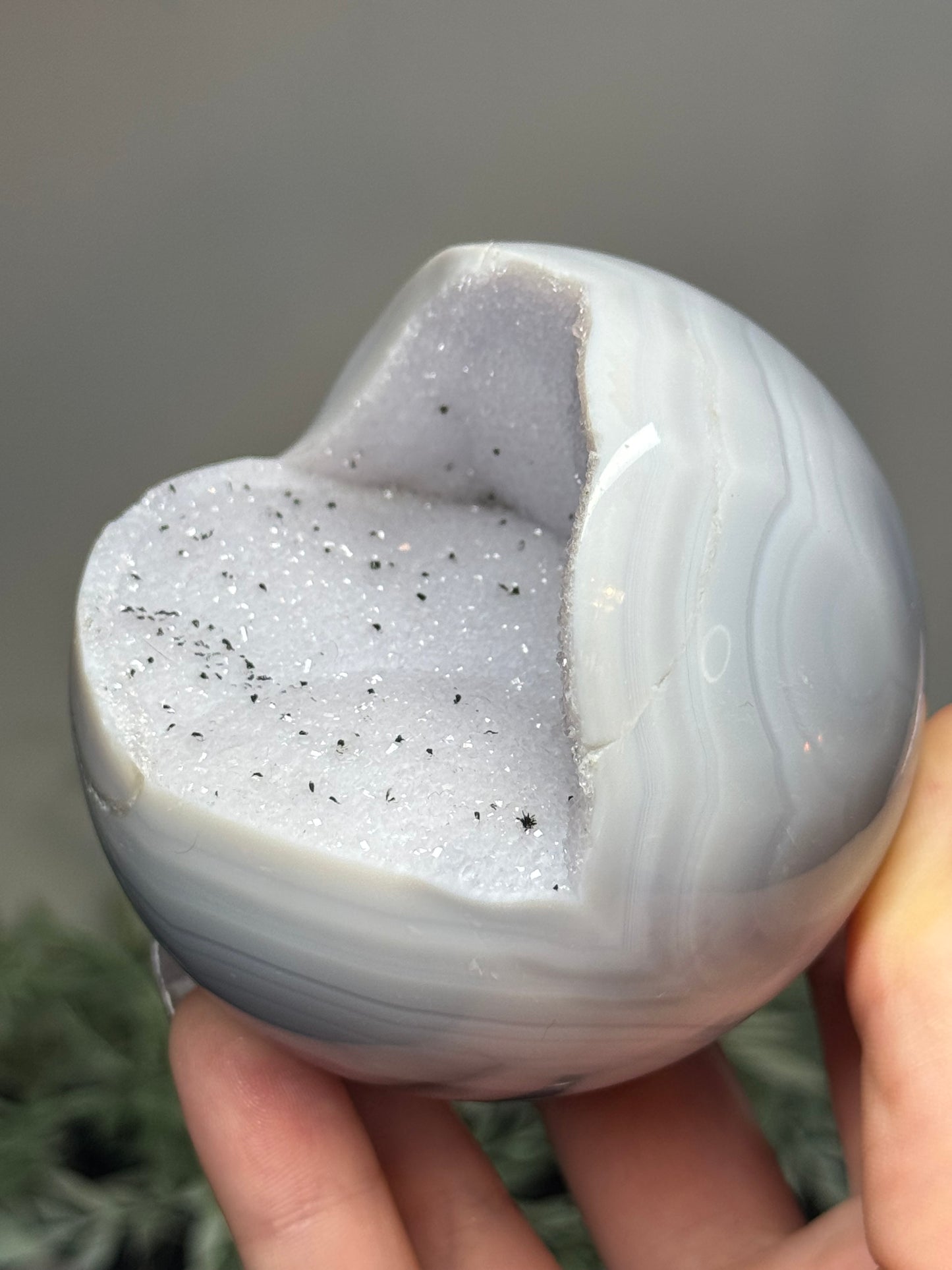 Agate sphere with moss agate