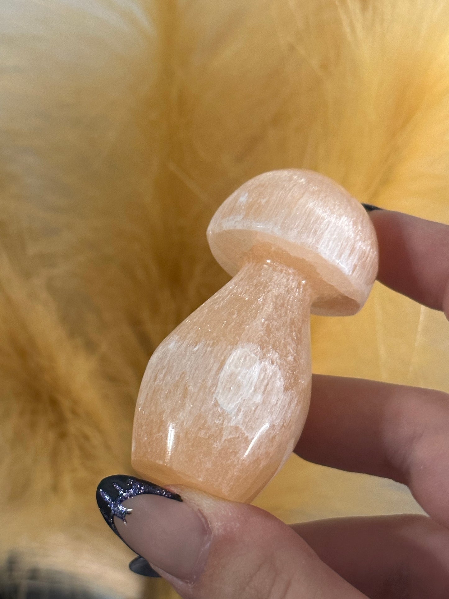 Peach Satin Spar Mushrooms