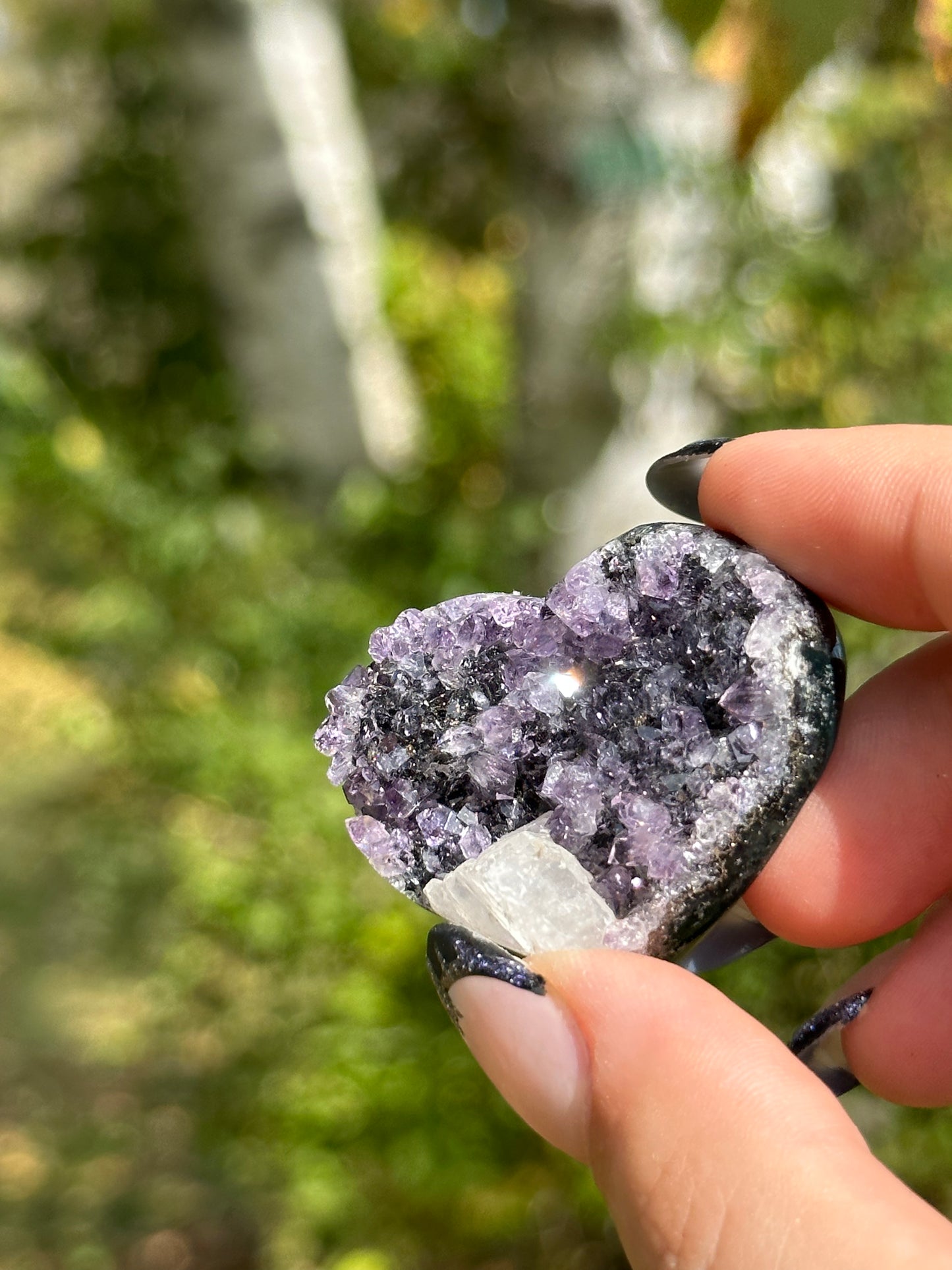 Amethyst Heart with Calcite