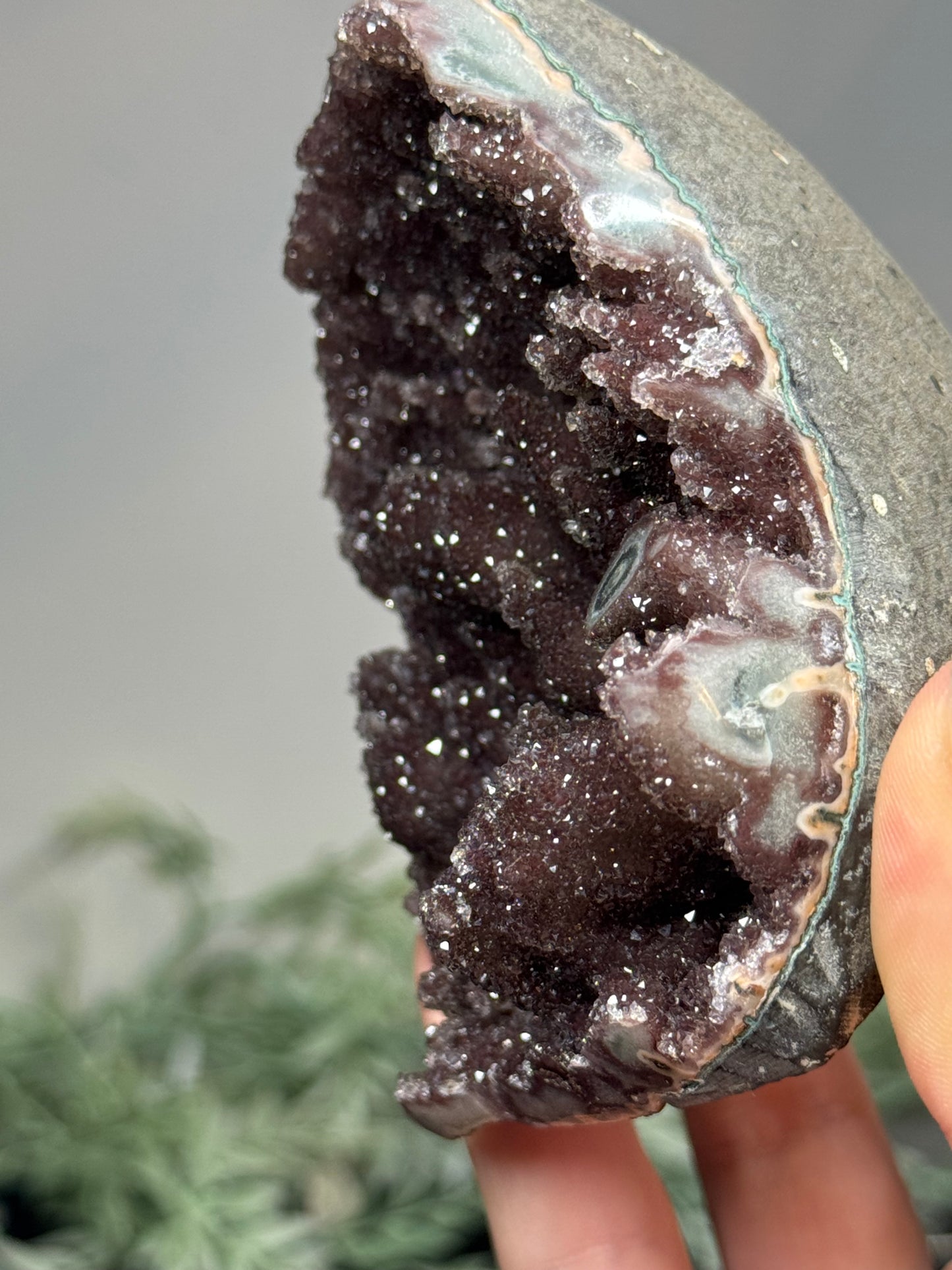 Red Amethyst with stalactites - Uruguay