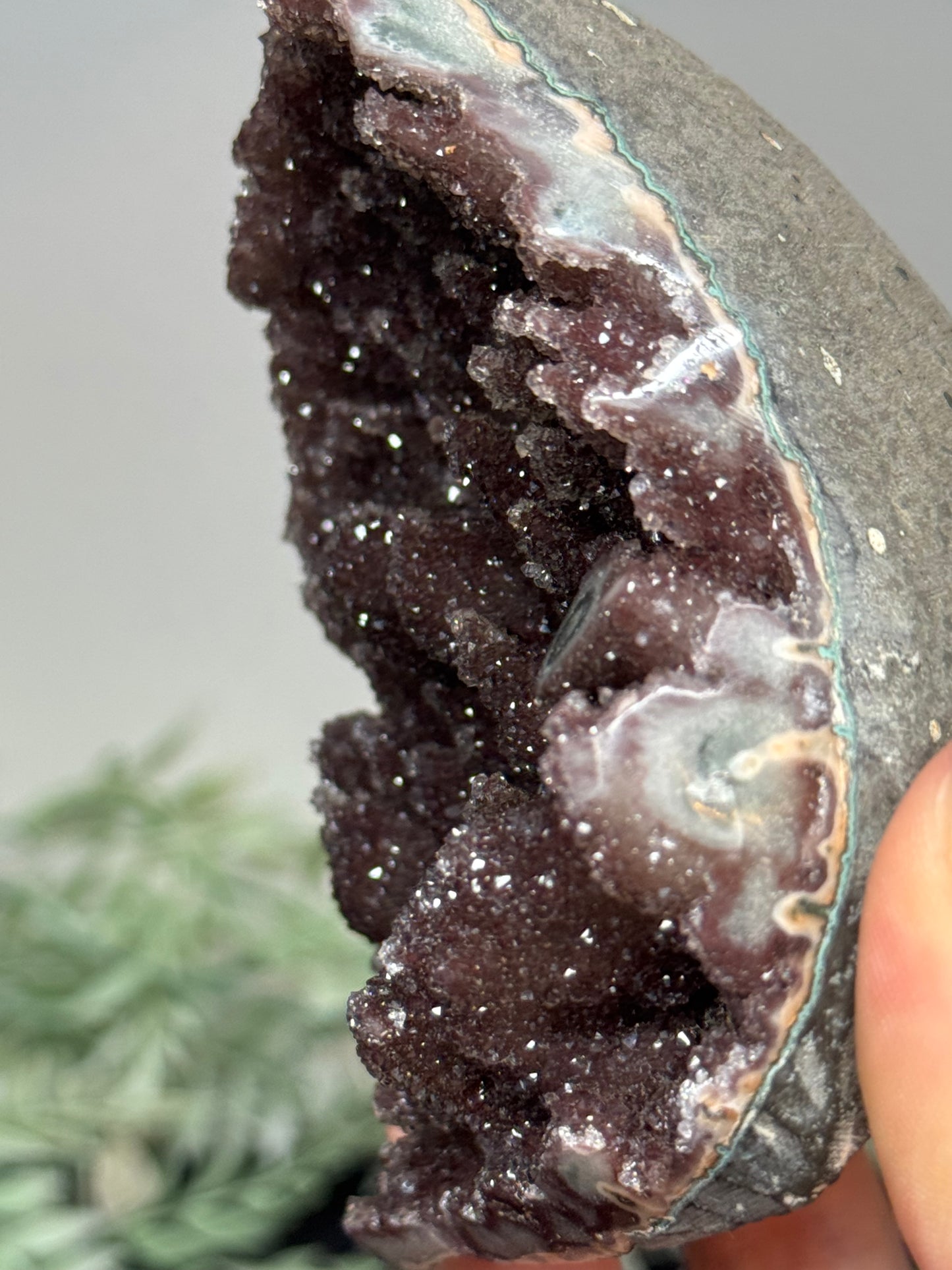 Red Amethyst with stalactites - Uruguay