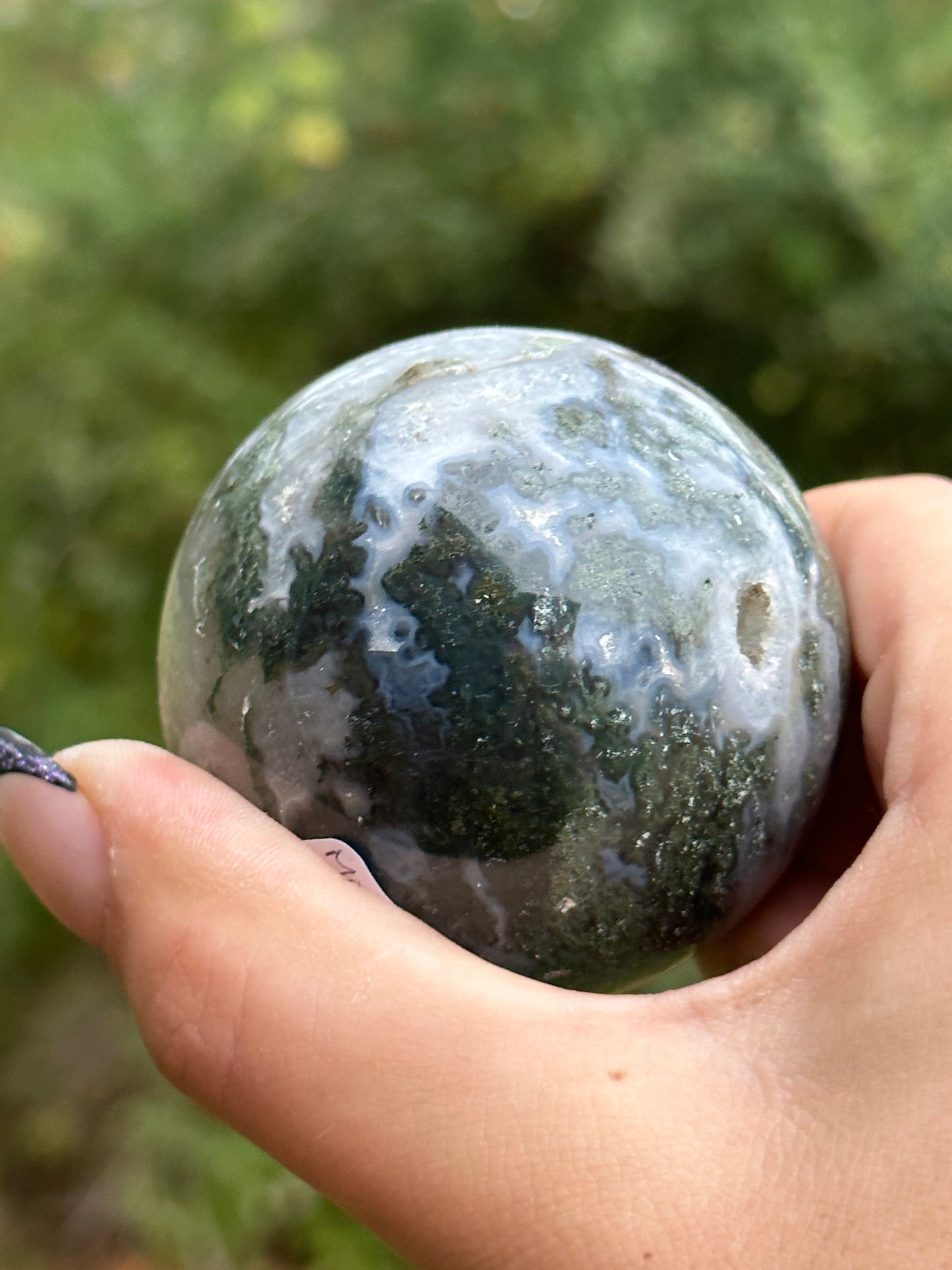 Moss agate sphere