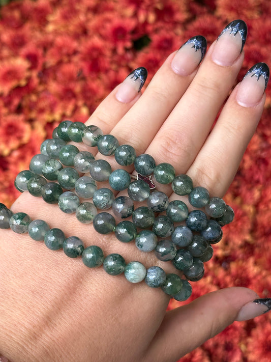 Moss agate bracelets