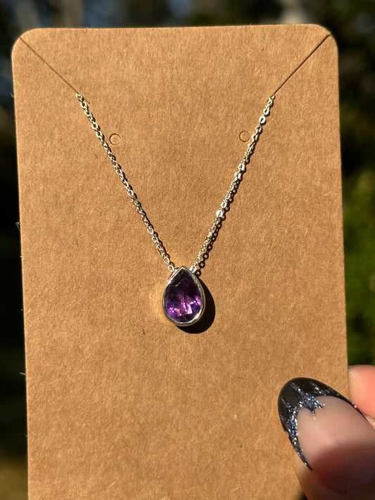 Amethyst Necklace - Sterling Silver